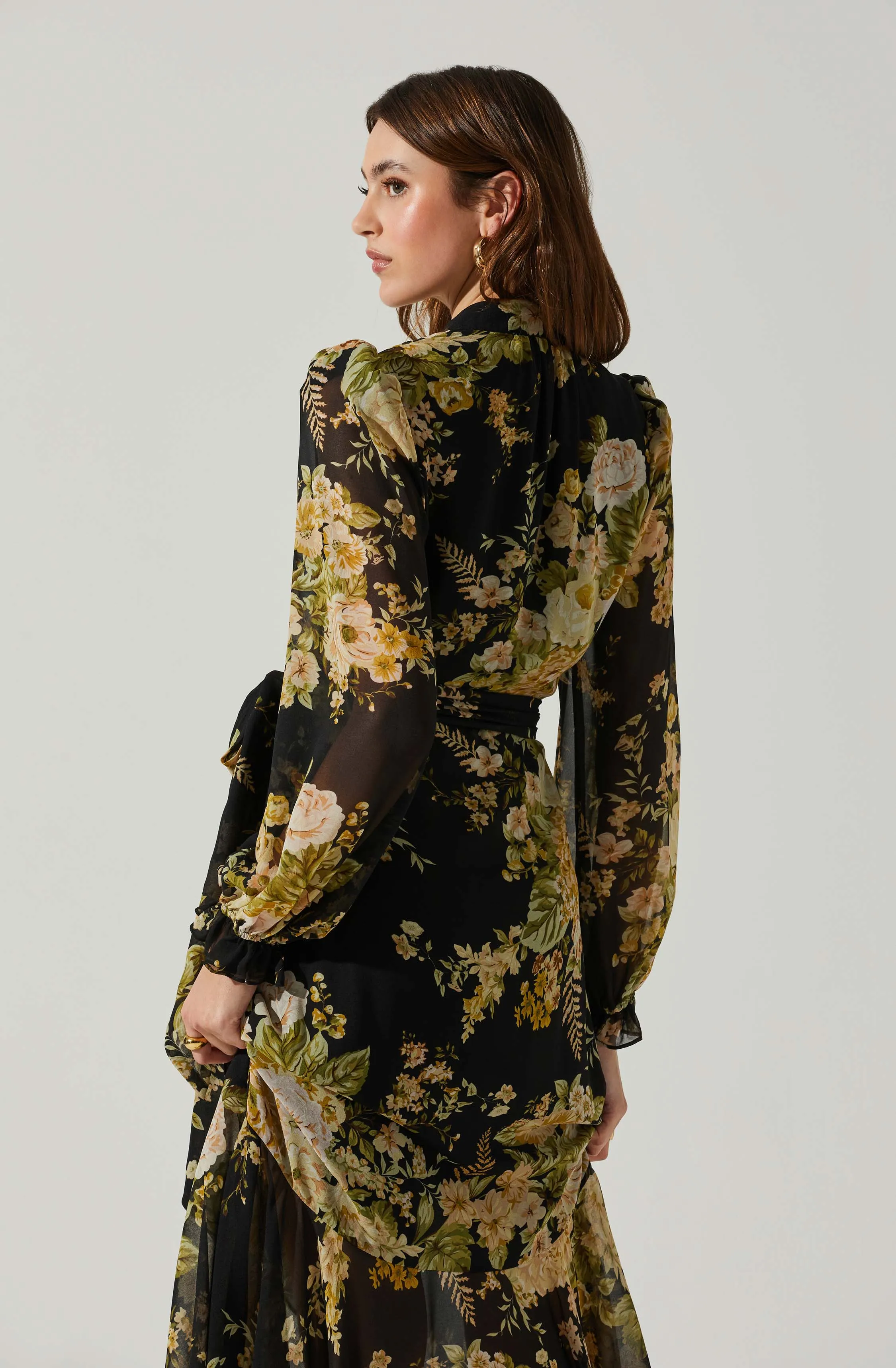 Kamila Long Sleeve Floral Wrap Maxi Dress sold by Astr product image thumbnail 5