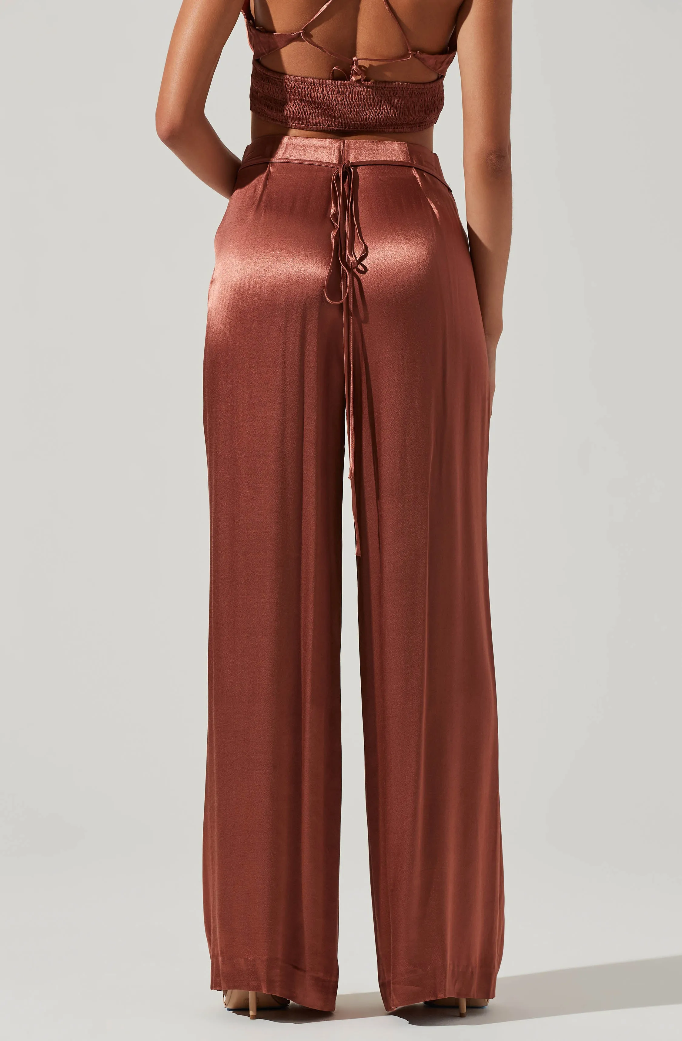 Amiah Satin Tie Waist Wide Leg Pants sold by Astr product image thumbnail 3