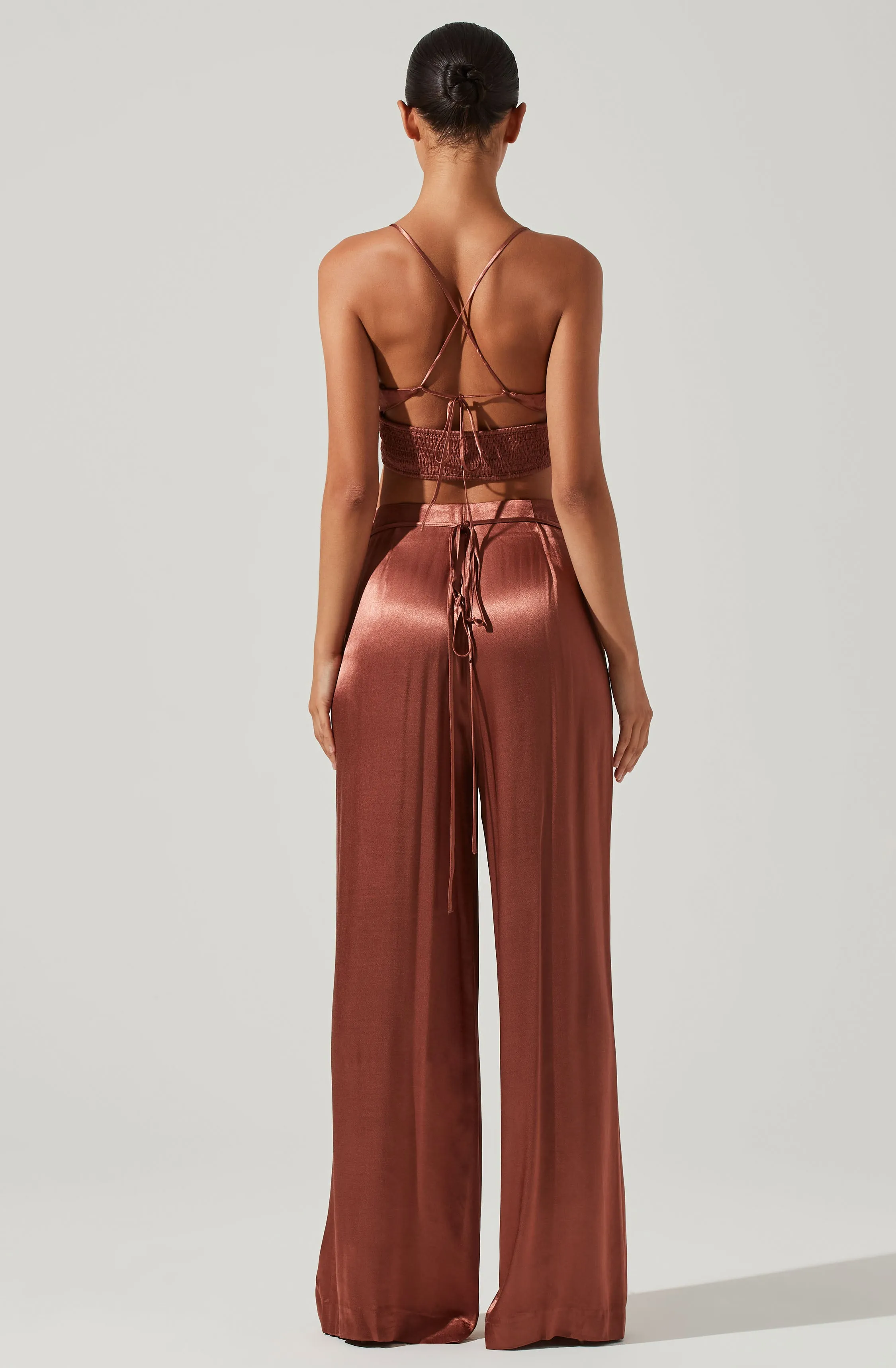 Amiah Satin Tie Waist Wide Leg Pants sold by Astr product image thumbnail 4