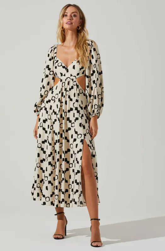 Yaretzi Geometric Print Cutout Midi Dress sold by Astr