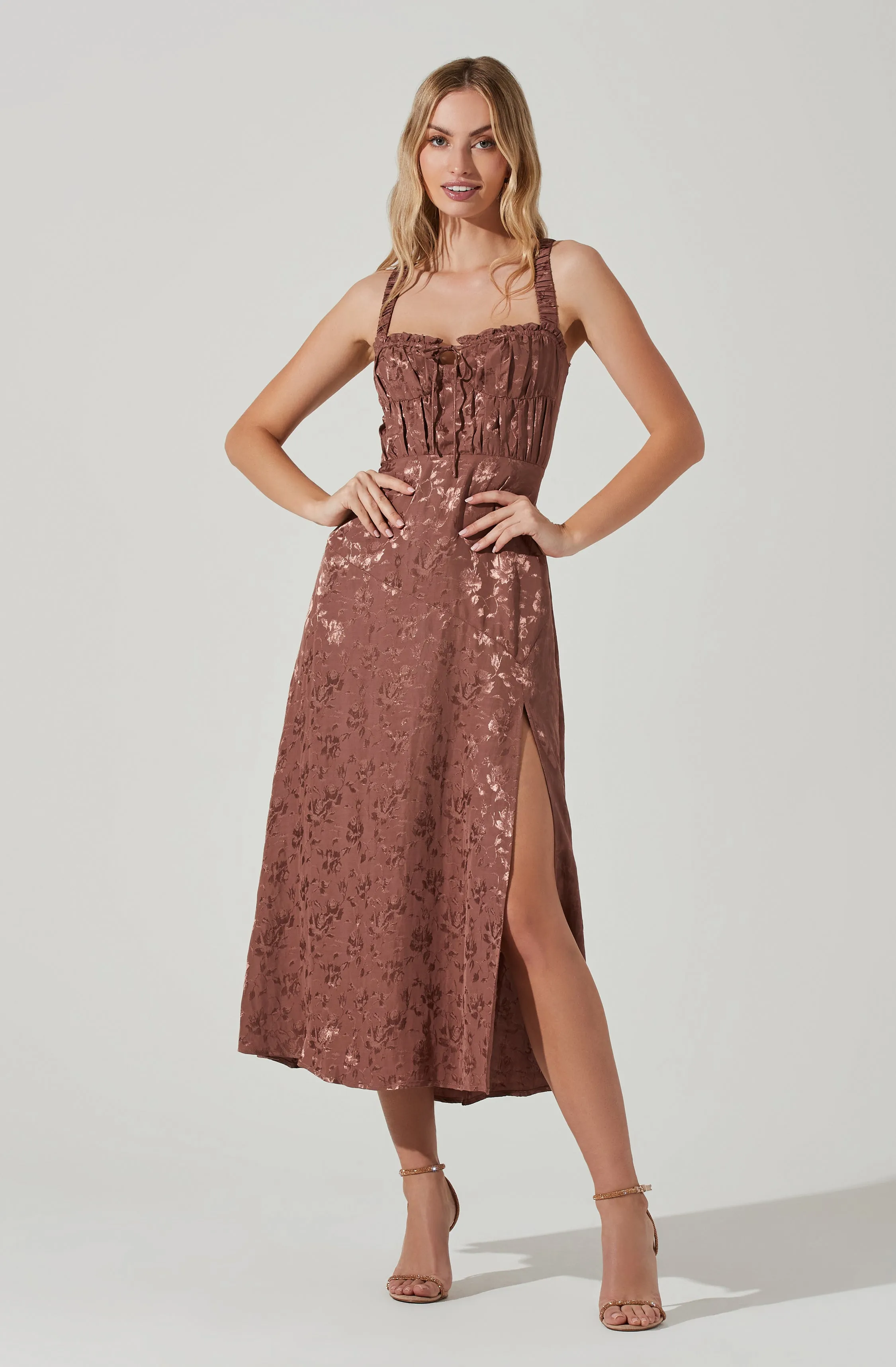 Elsie Floral Jacquard Smocked Midi Dress sold by Astr