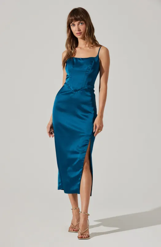 Satin Corset Dress With Slit made by Astr