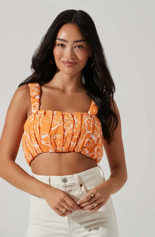 Daija Floral Square Neck Crop Top made by Astr