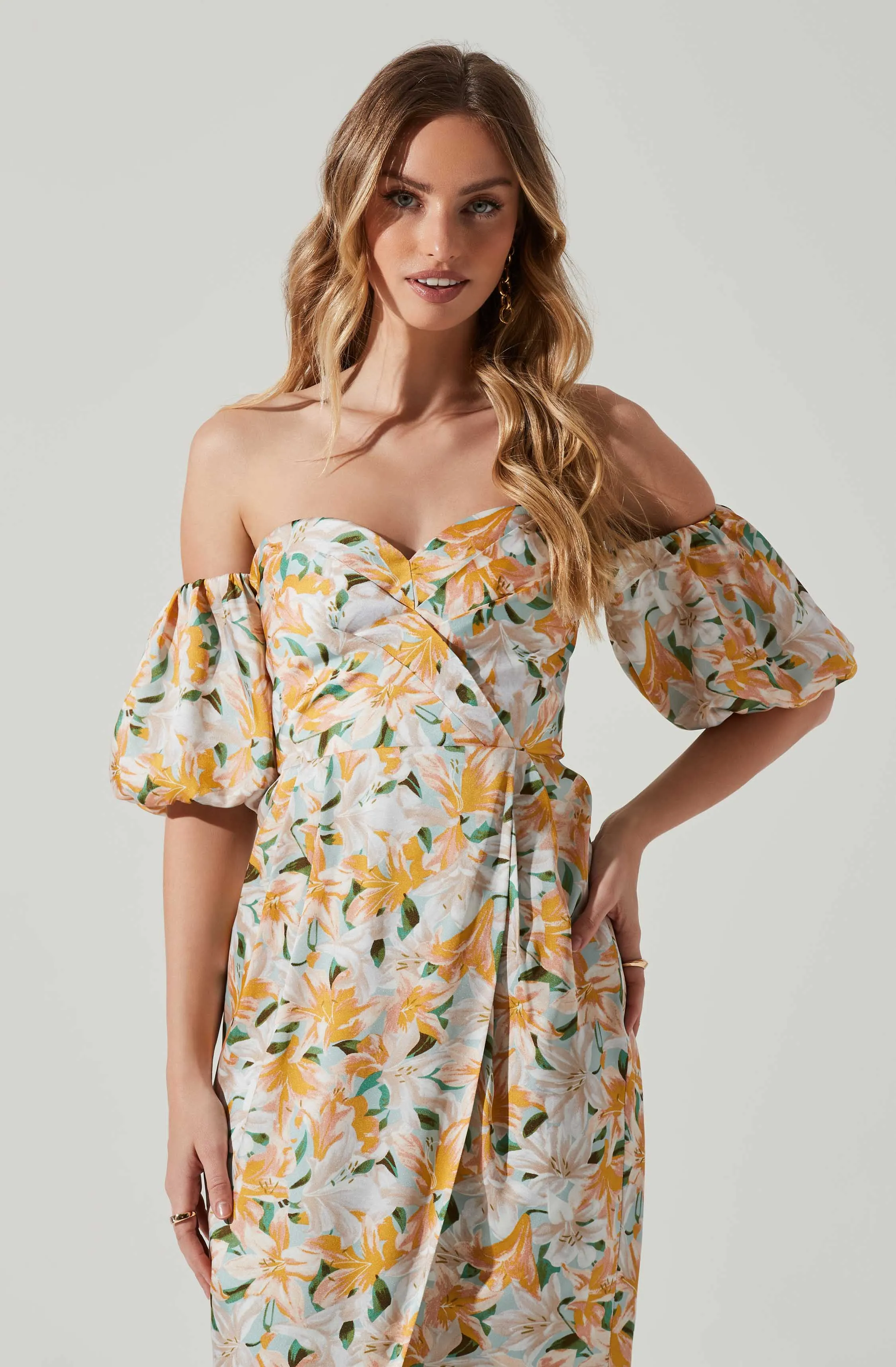 Zurina Floral Off Shoulder Midi Dress sold by Astr product image thumbnail 2
