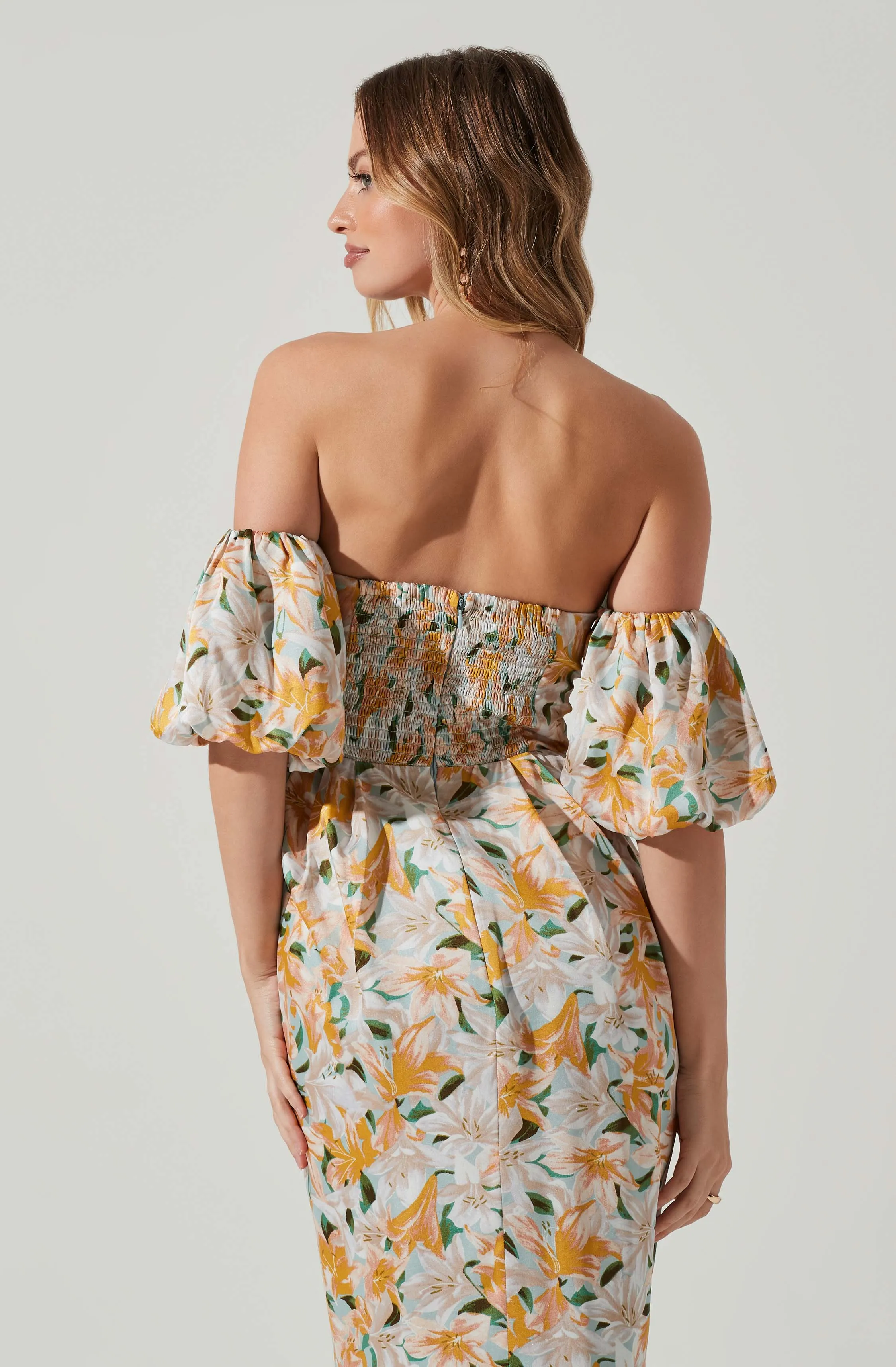 Zurina Floral Off Shoulder Midi Dress sold by Astr product image thumbnail 5