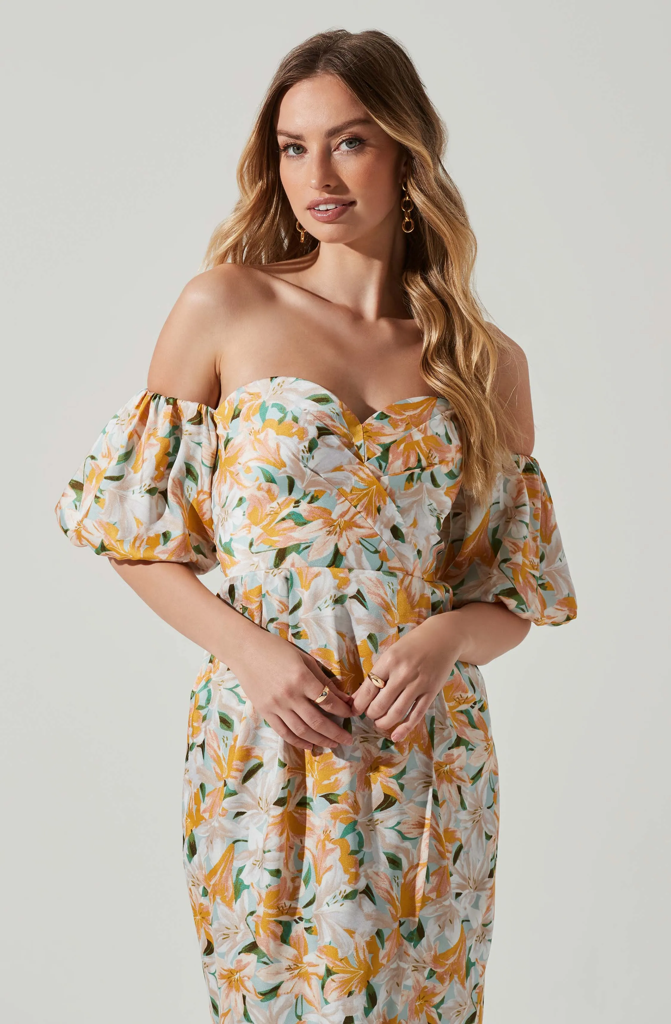 Zurina Floral Off Shoulder Midi Dress sold by Astr product image thumbnail 4