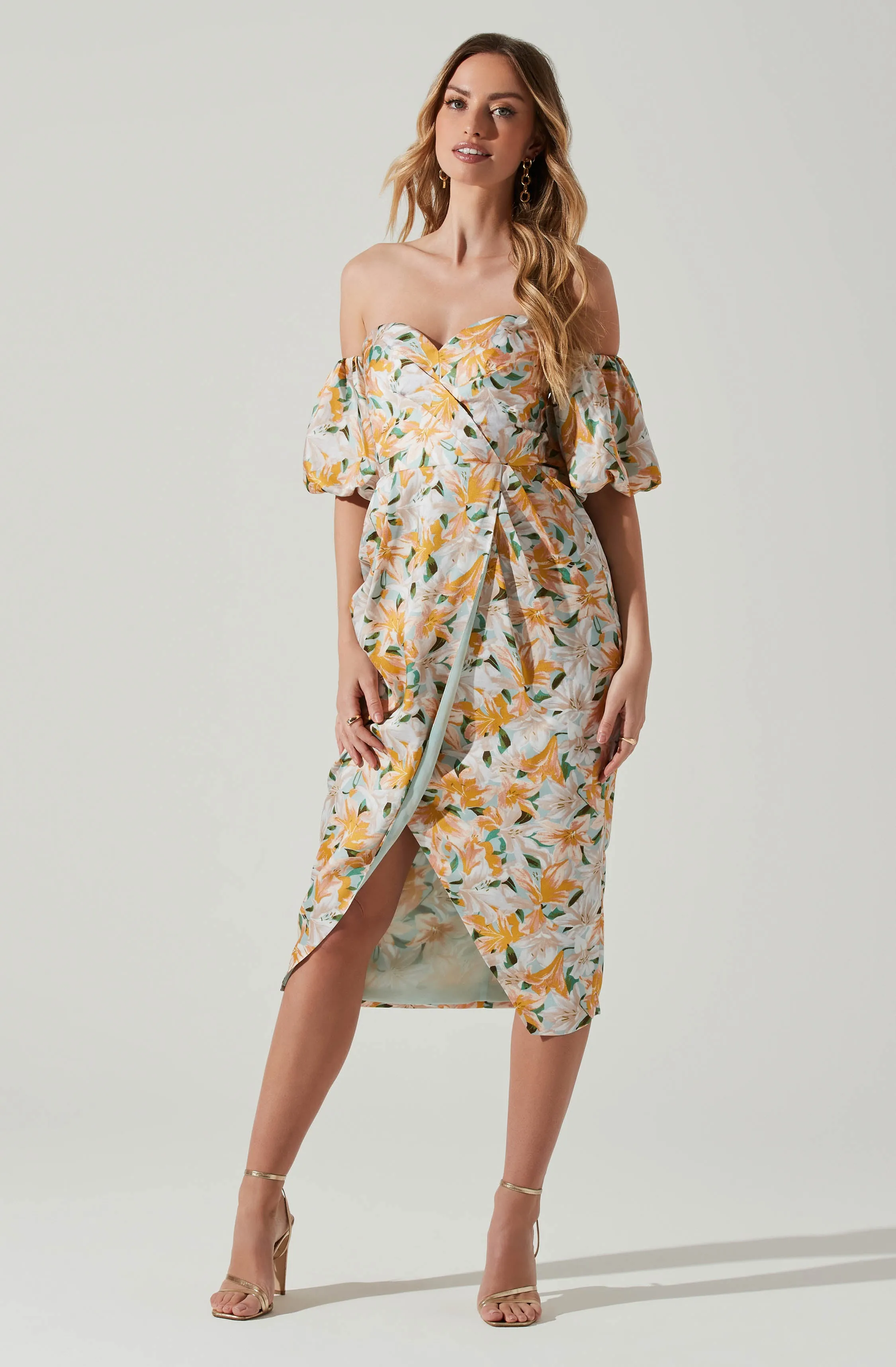 Zurina Floral Off Shoulder Midi Dress sold by Astr product image thumbnail 3