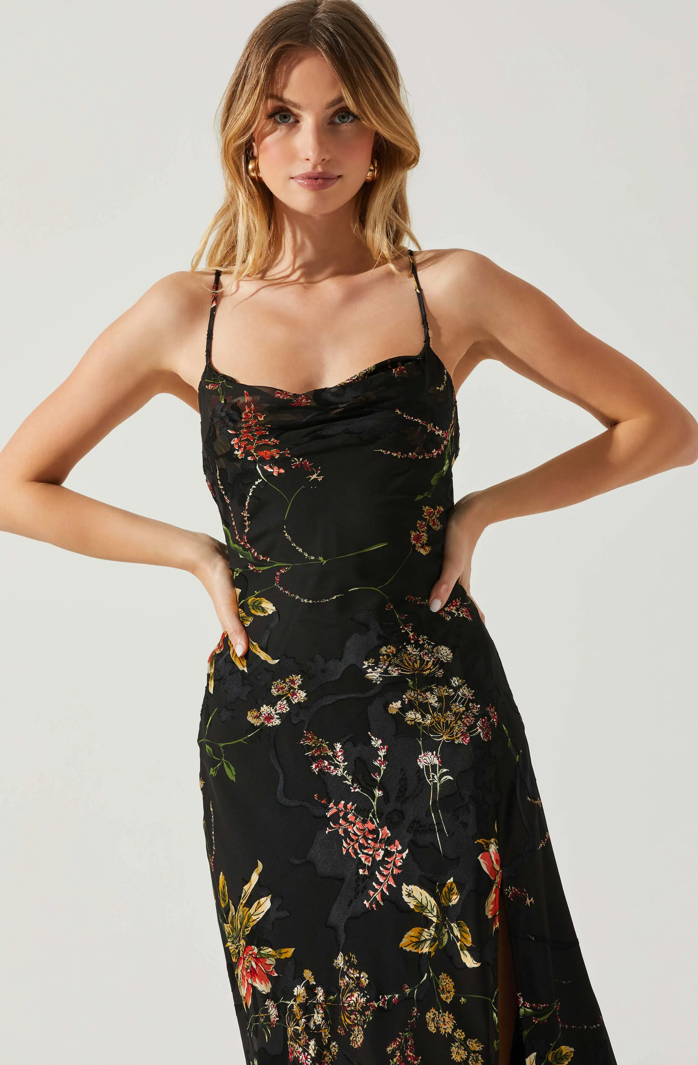 Gaia Floral Burnout Midi Dress sold by Astr product image thumbnail 2