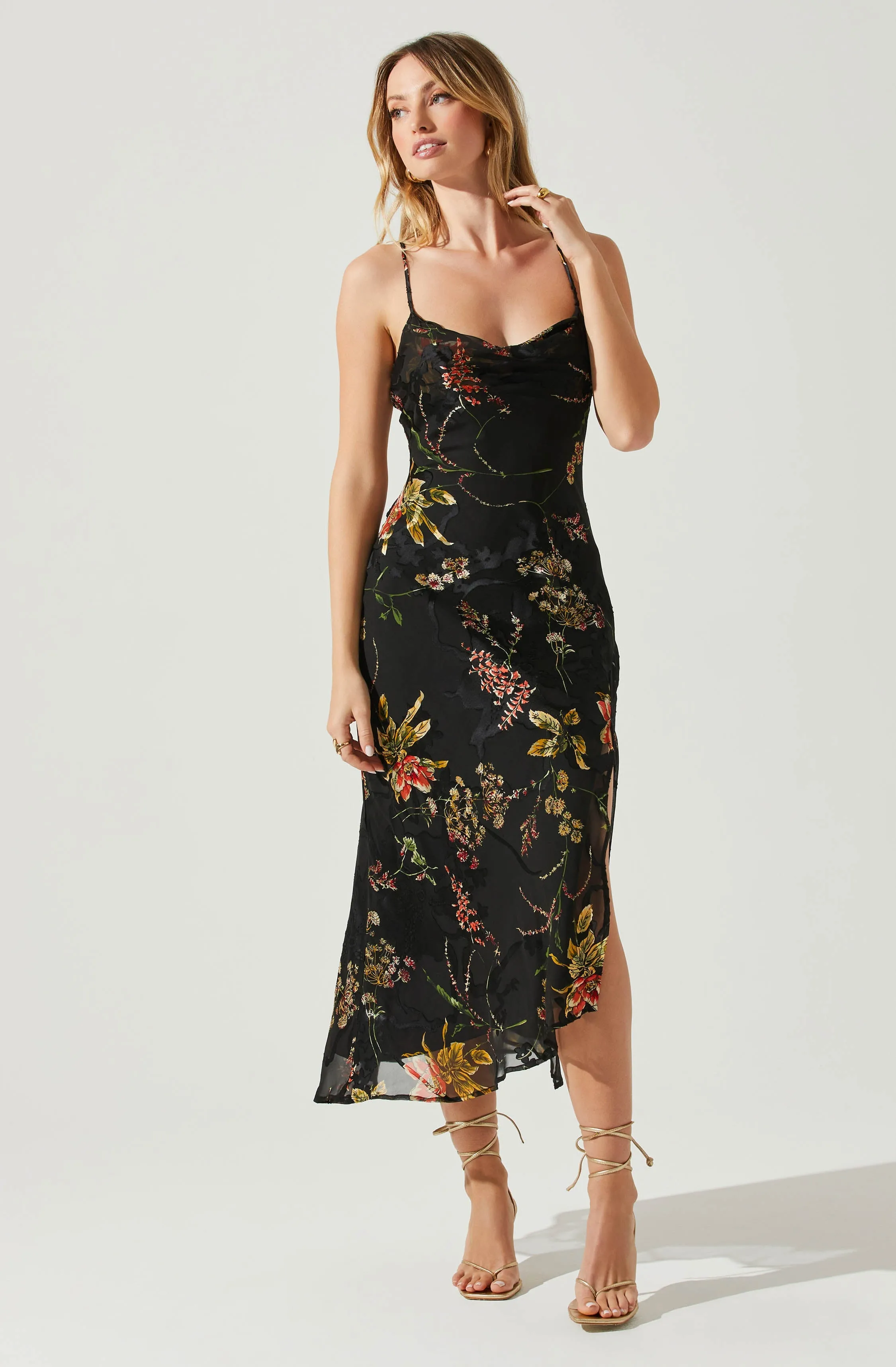 Gaia Floral Burnout Midi Dress sold by Astr product image thumbnail 3