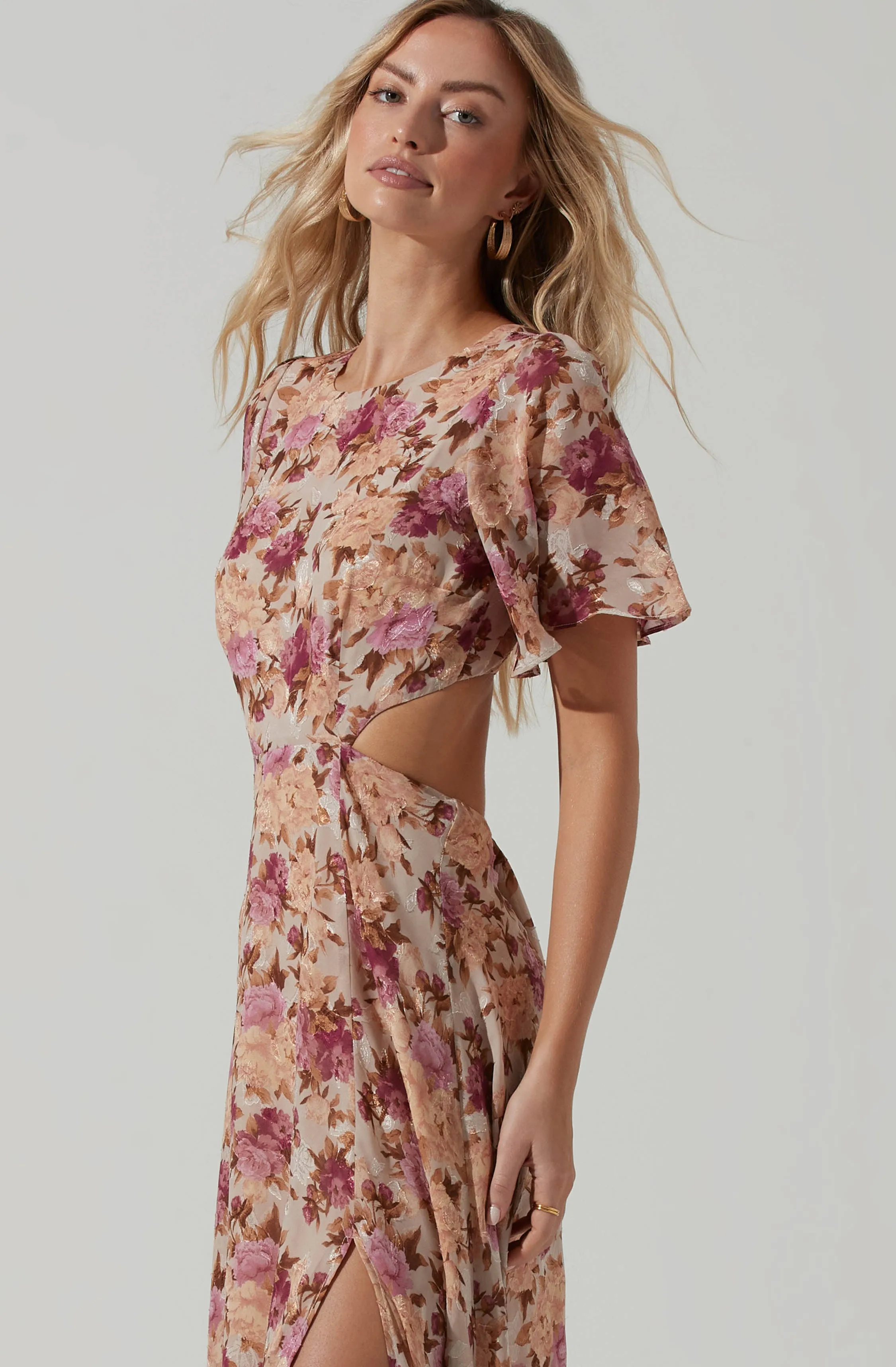 Katrina Floral Cutout Flutter Sleeve Maxi Dress sold by Astr product image thumbnail 4