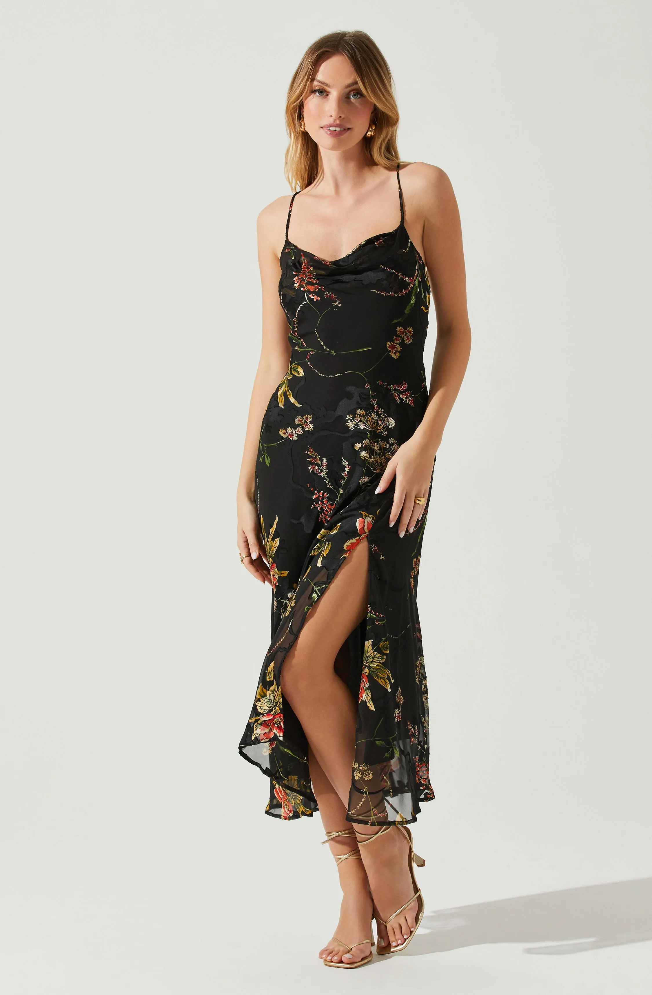 Gaia Floral Burnout Midi Dress sold by Astr