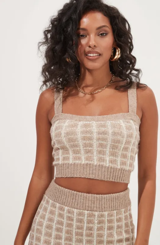 Briarwood Checkered Knit Crop Top made by Astr