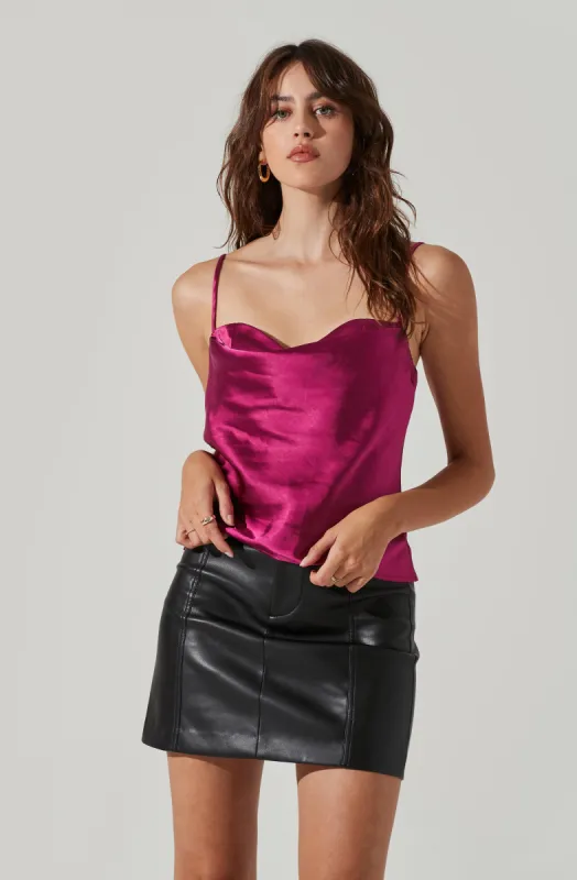 Satin Cowl Neck Cami sold by Astr