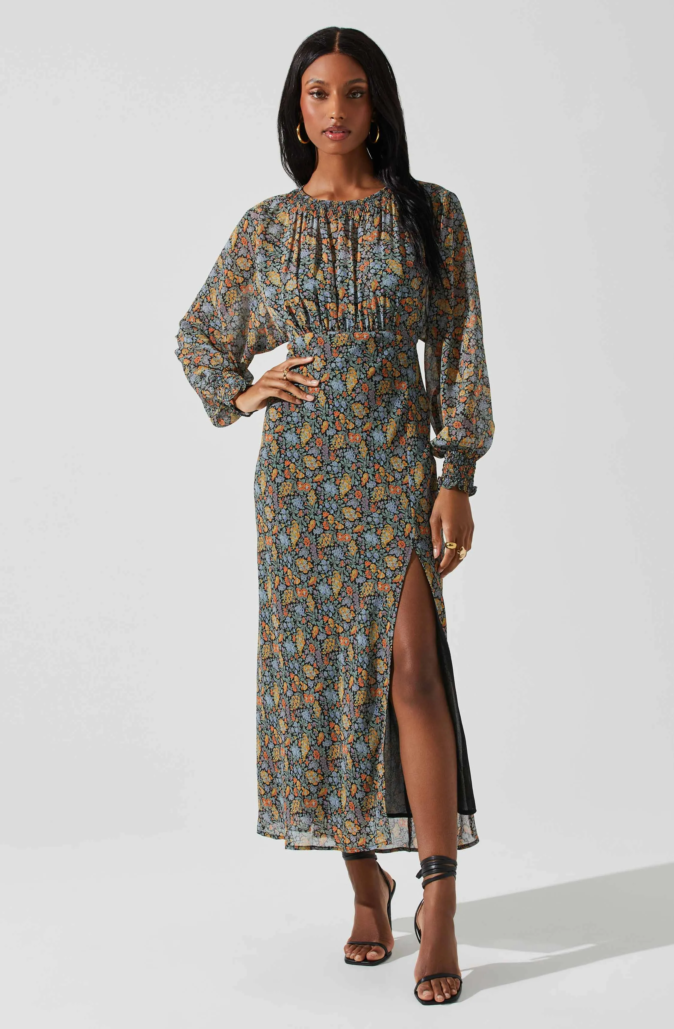 Jenna Dolman Sleeve Floral Maxi Dress sold by Astr