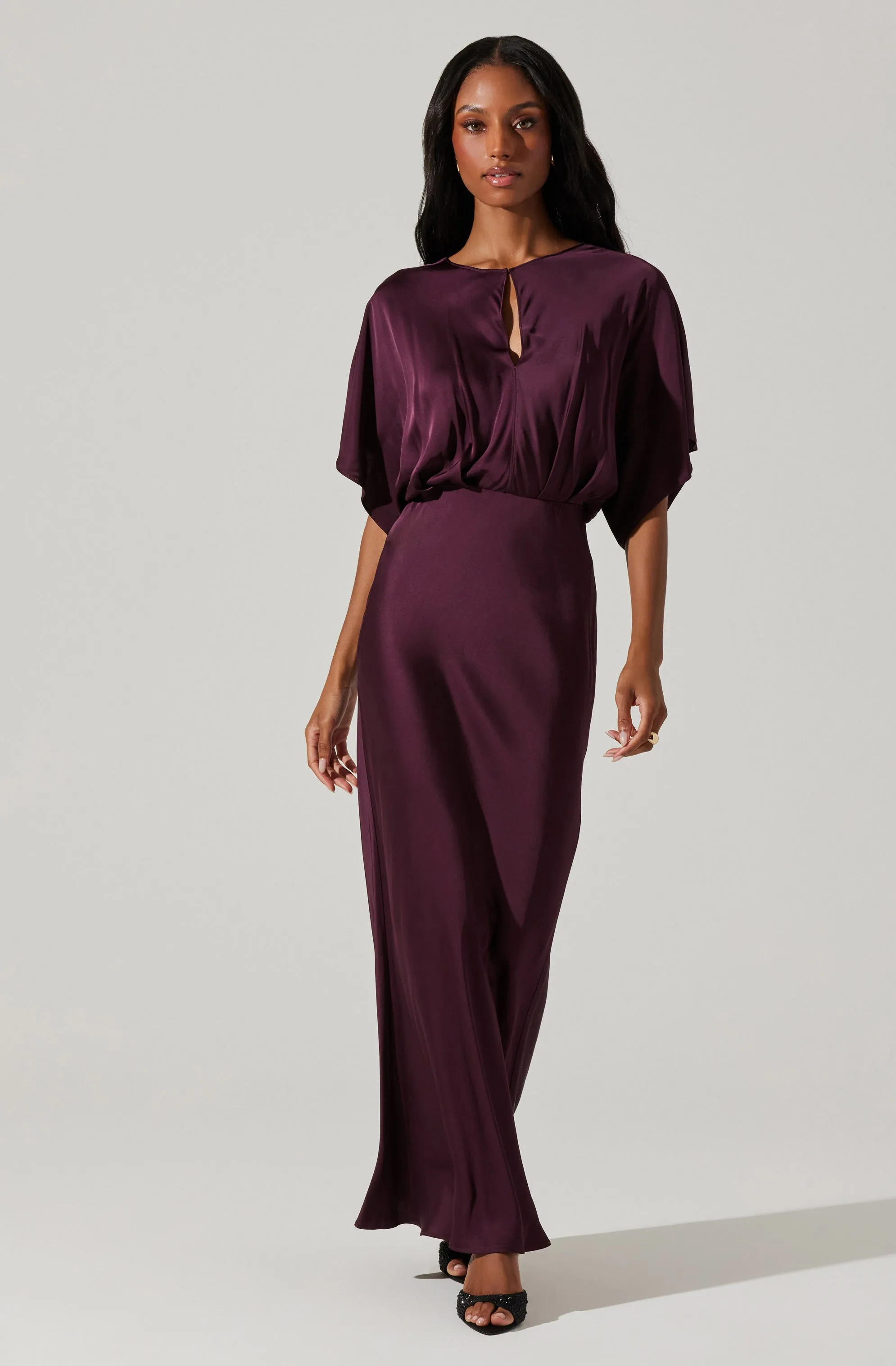 Angelle Satin Dolman Maxi Dress sold by Astr
