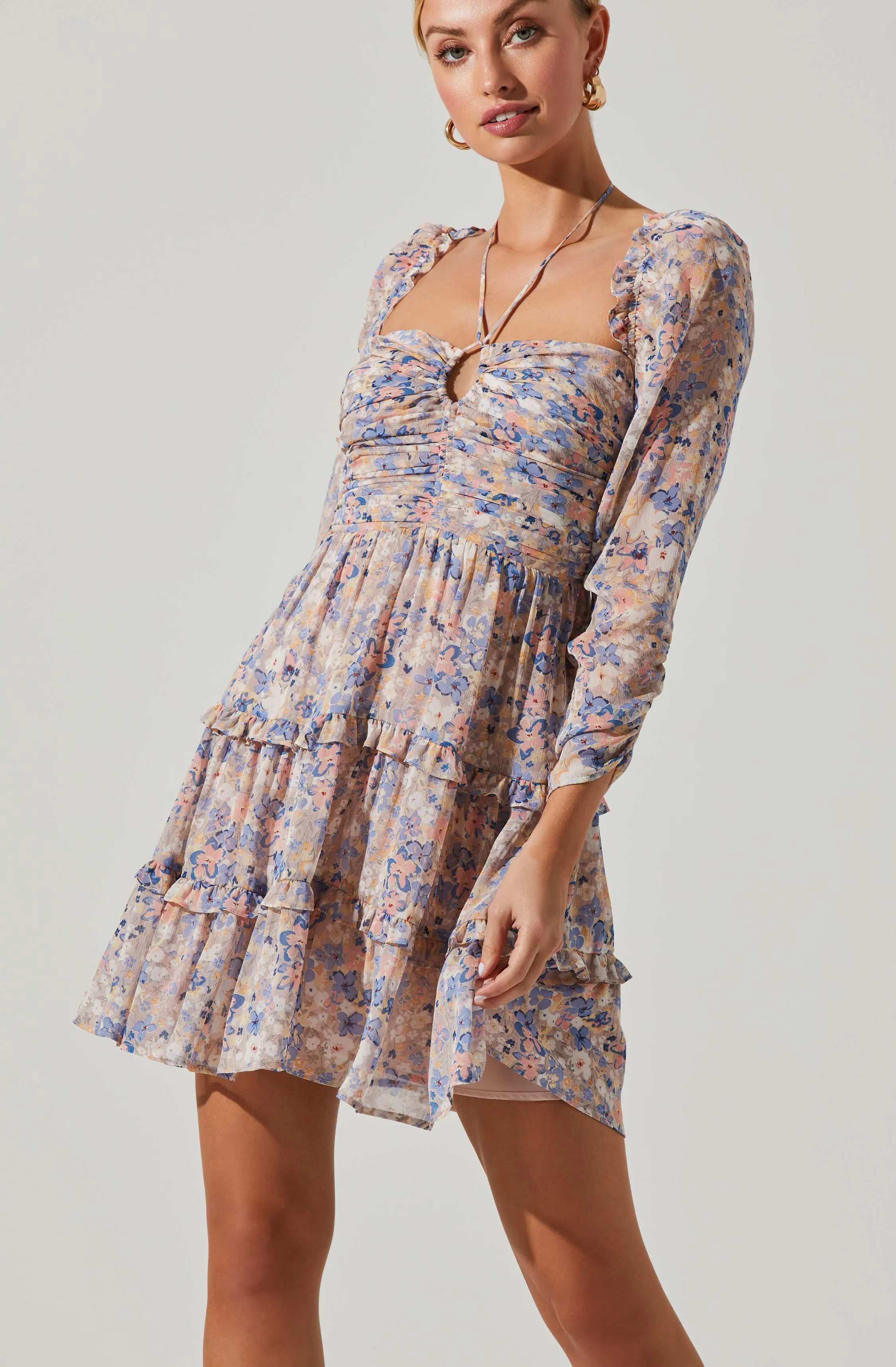 Noelia Floral Halter Mini Dress sold by Astr product image thumbnail 3