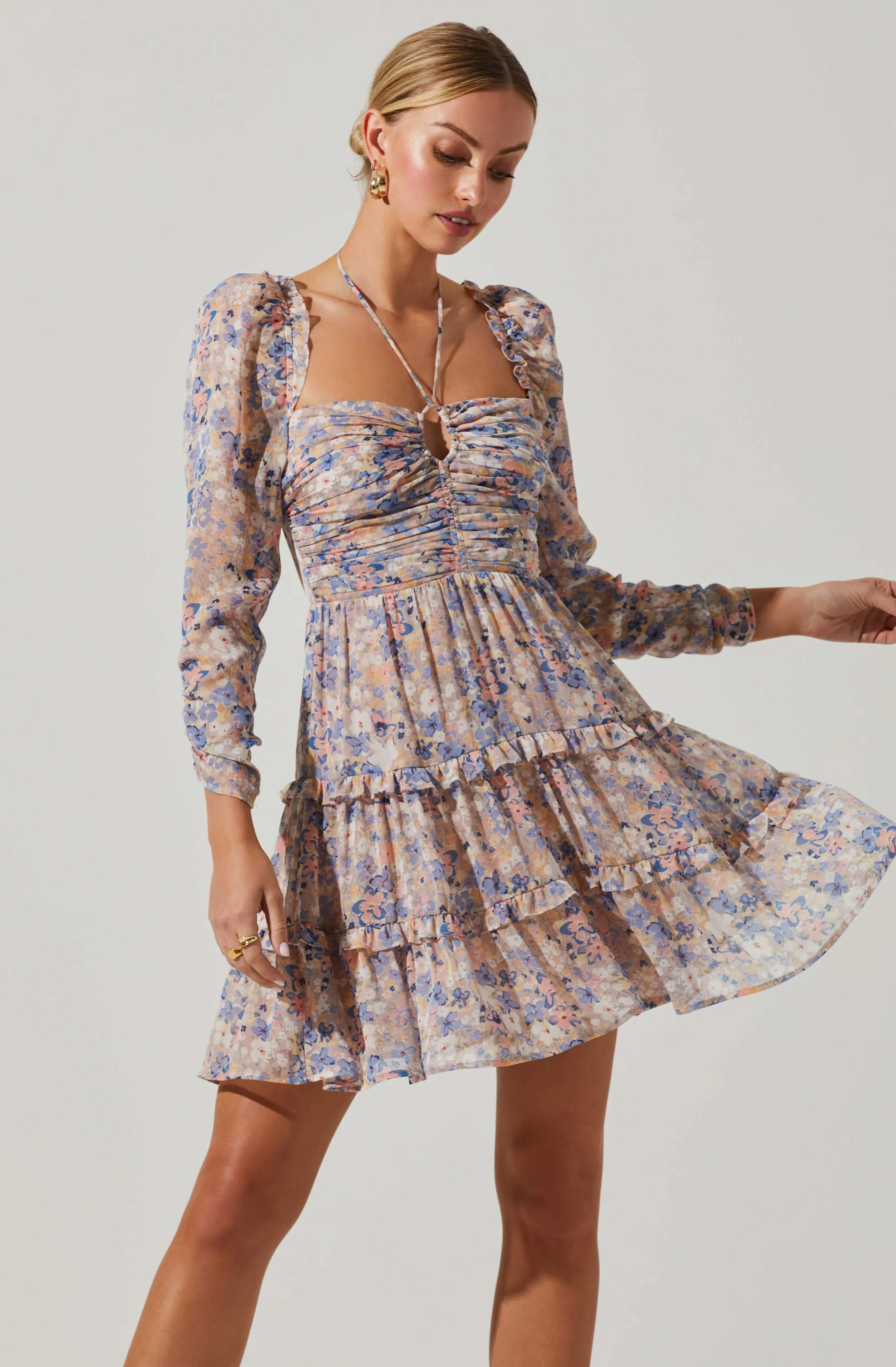 Noelia Floral Halter Mini Dress sold by Astr product image thumbnail 2