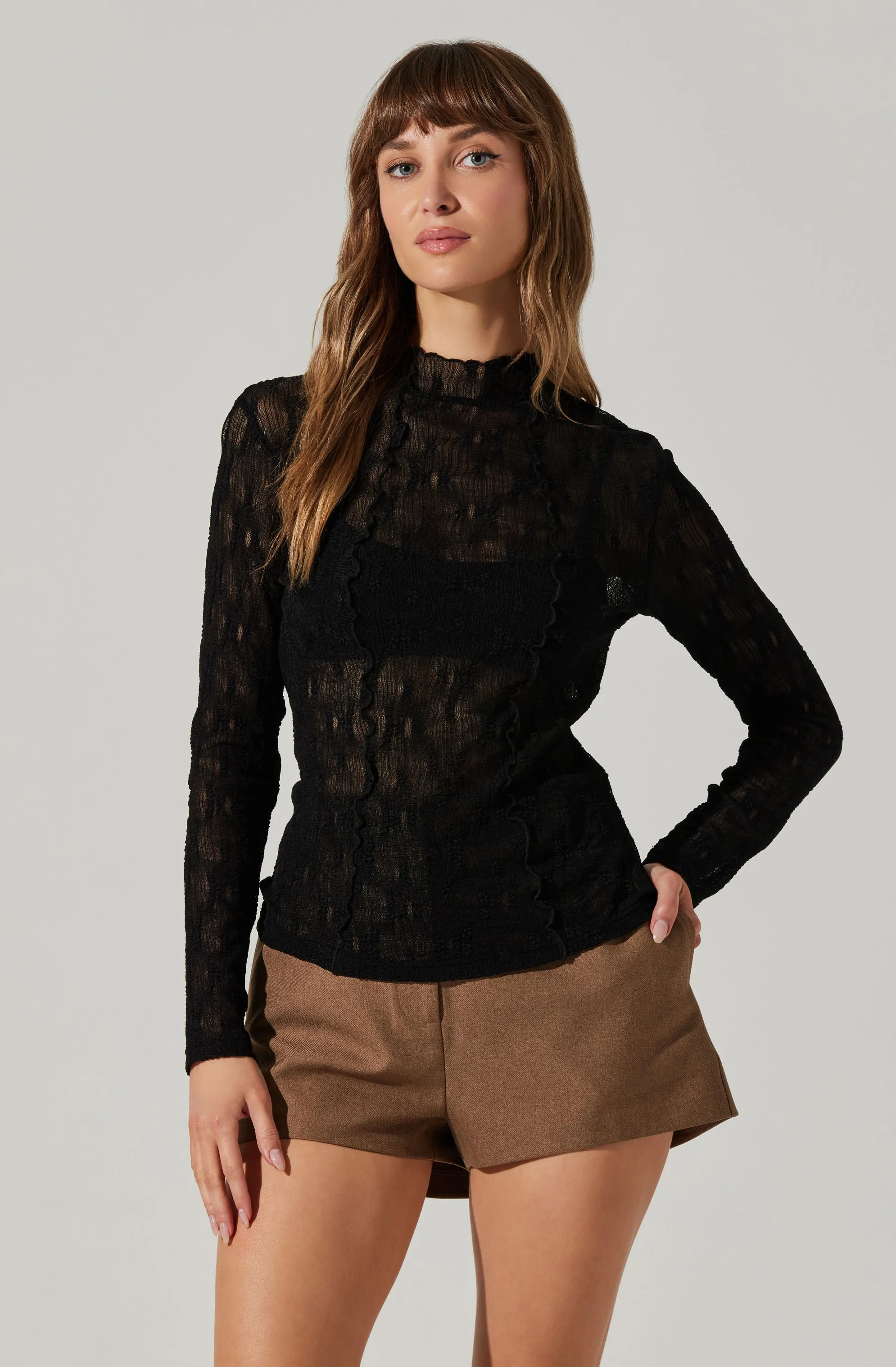 Colleen Mock Neck Lace Top sold by Astr product image thumbnail 4