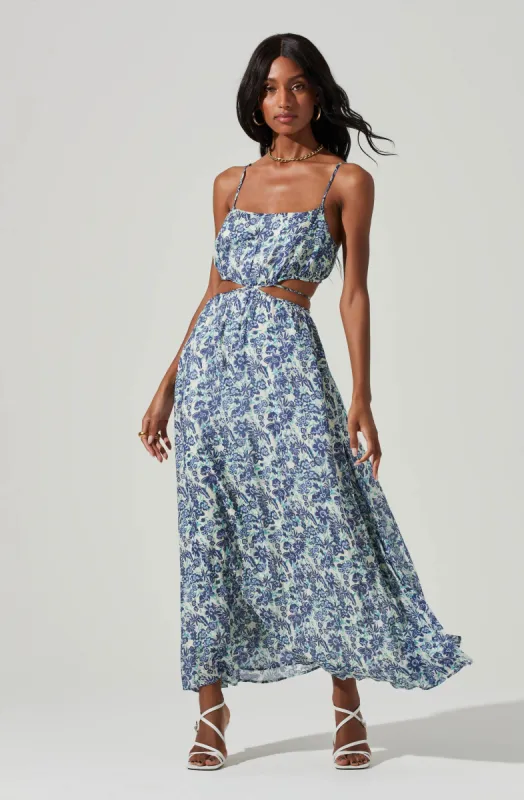 Sanger Floral Side Cutout Maxi Dress sold by Astr