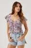 Flutter Sleeve Flowy Floral Top sold by Astr