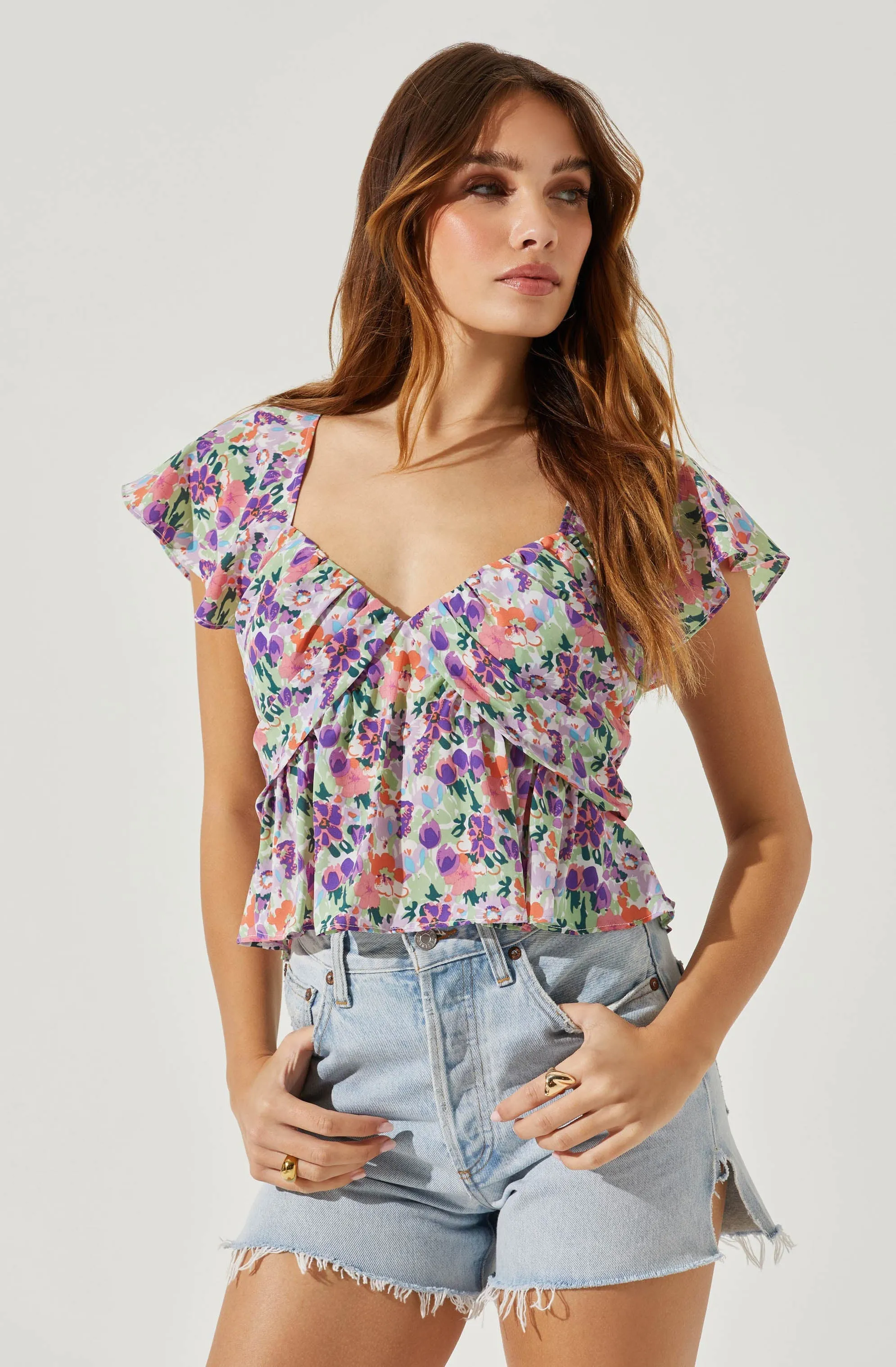 Flutter Sleeve Flowy Floral Top sold by Astr product image thumbnail 3