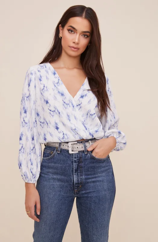 Plisse Tie Dye Long Sleeve Top sold by Astr