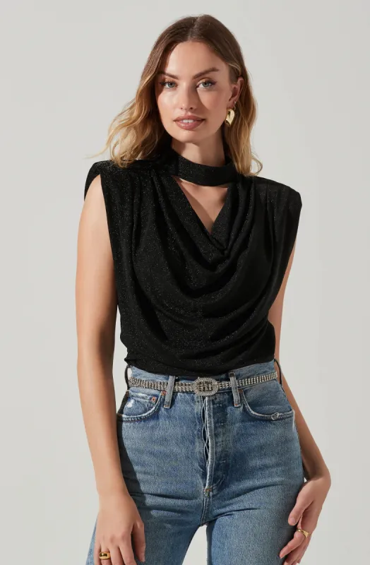 Jayda Draped Mock Neck Top sold by Astr