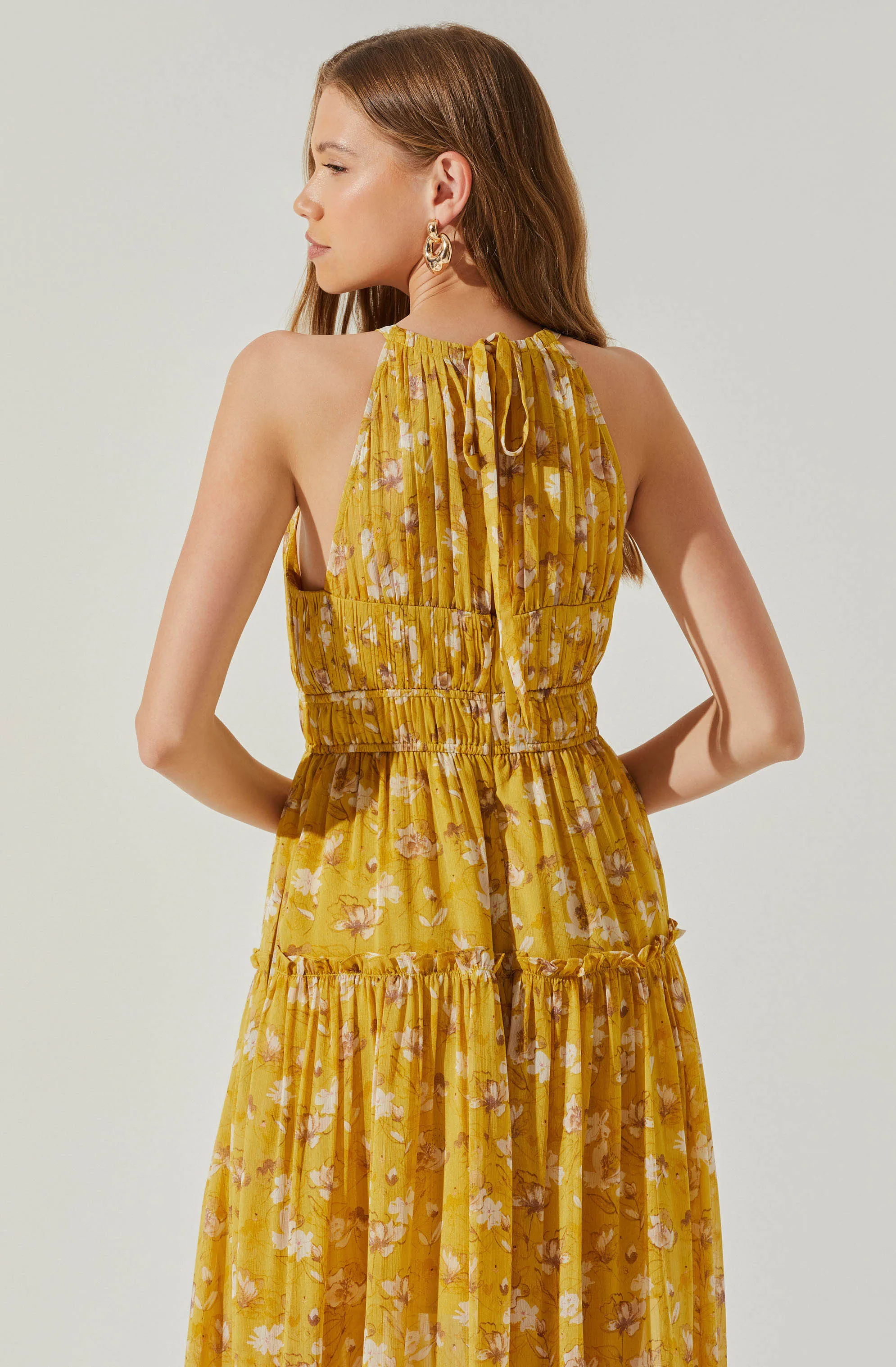 Maryam Floral Tie Neck Tiered Midi Dress sold by Astr product image thumbnail 5