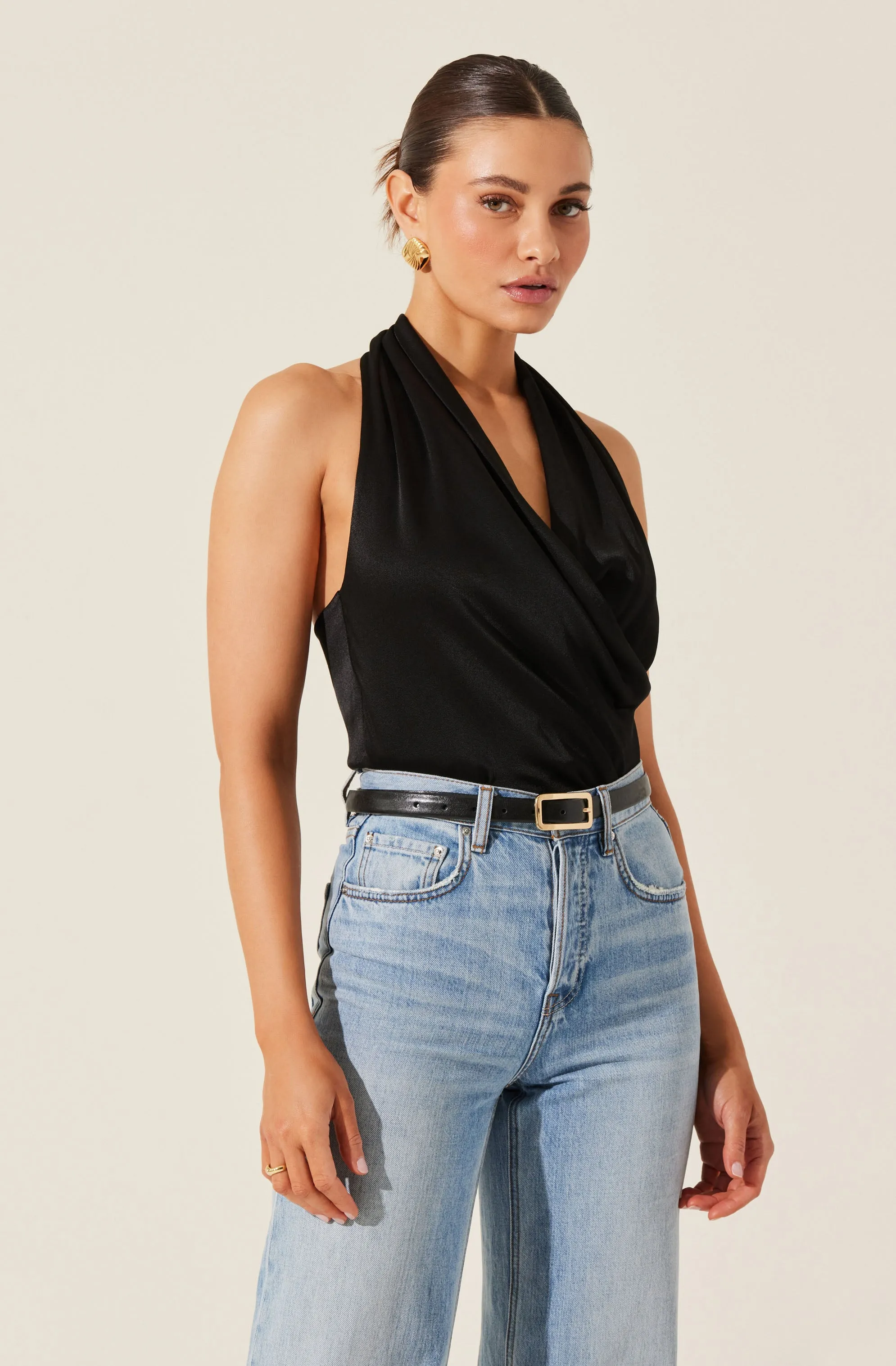 Draped Crossover Halter Top sold by Astr