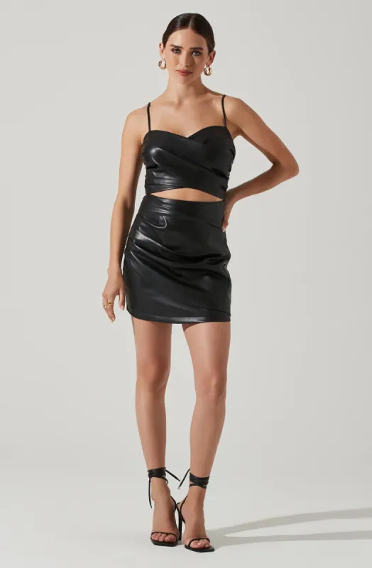 Cynthia Faux Leather Mini Dress sold by Astr
