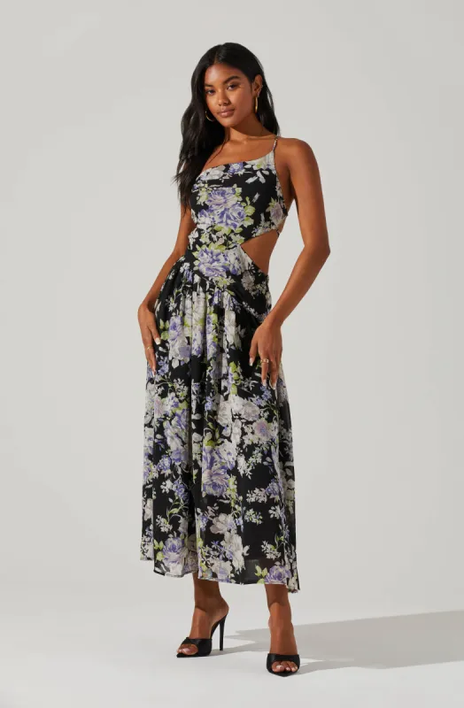 Floral Side Cut Out Midi Dress sold by Astr