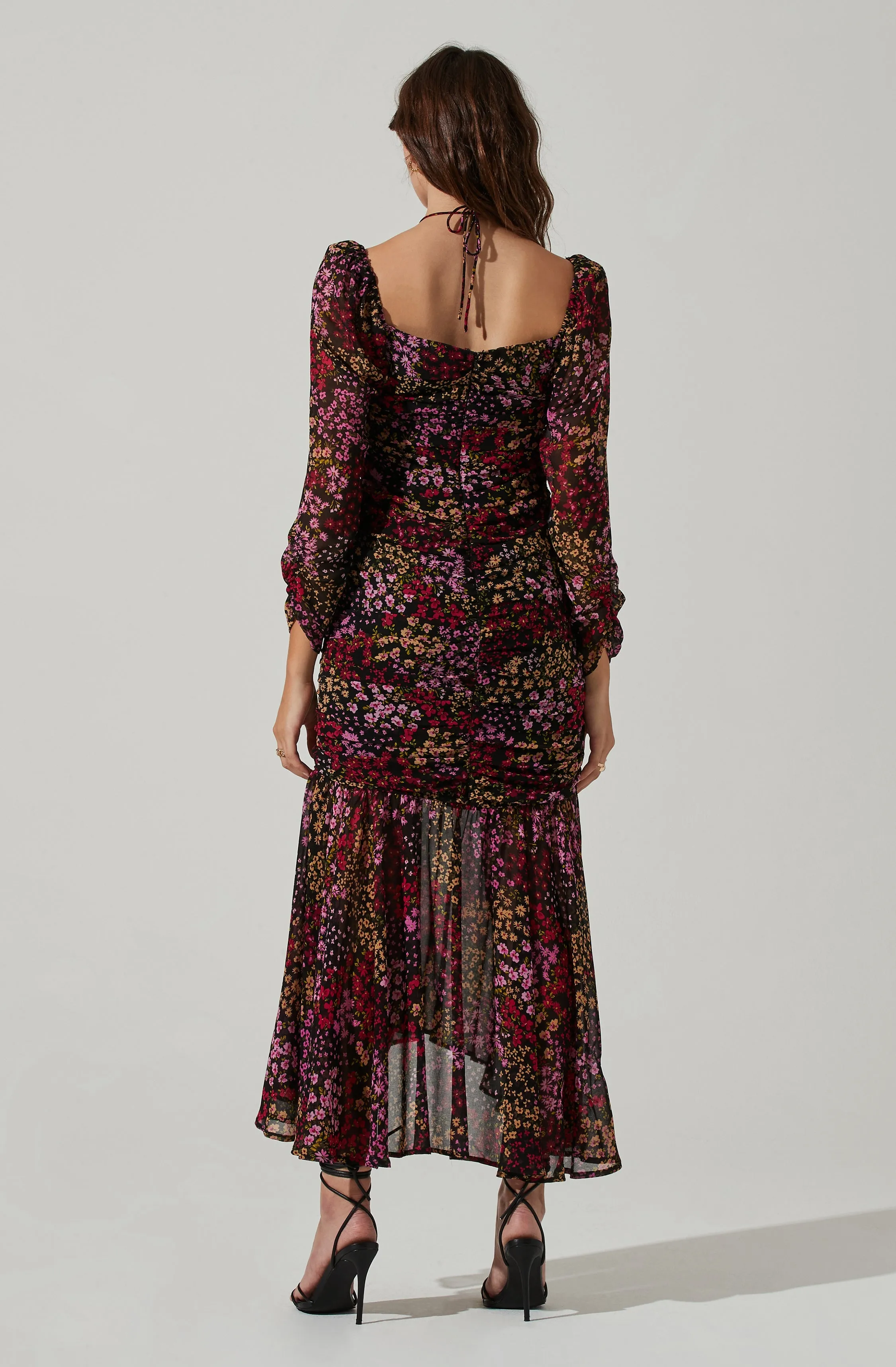 Athena Floral Ruched Long Sleeve Midi Dress sold by Astr product image thumbnail 5