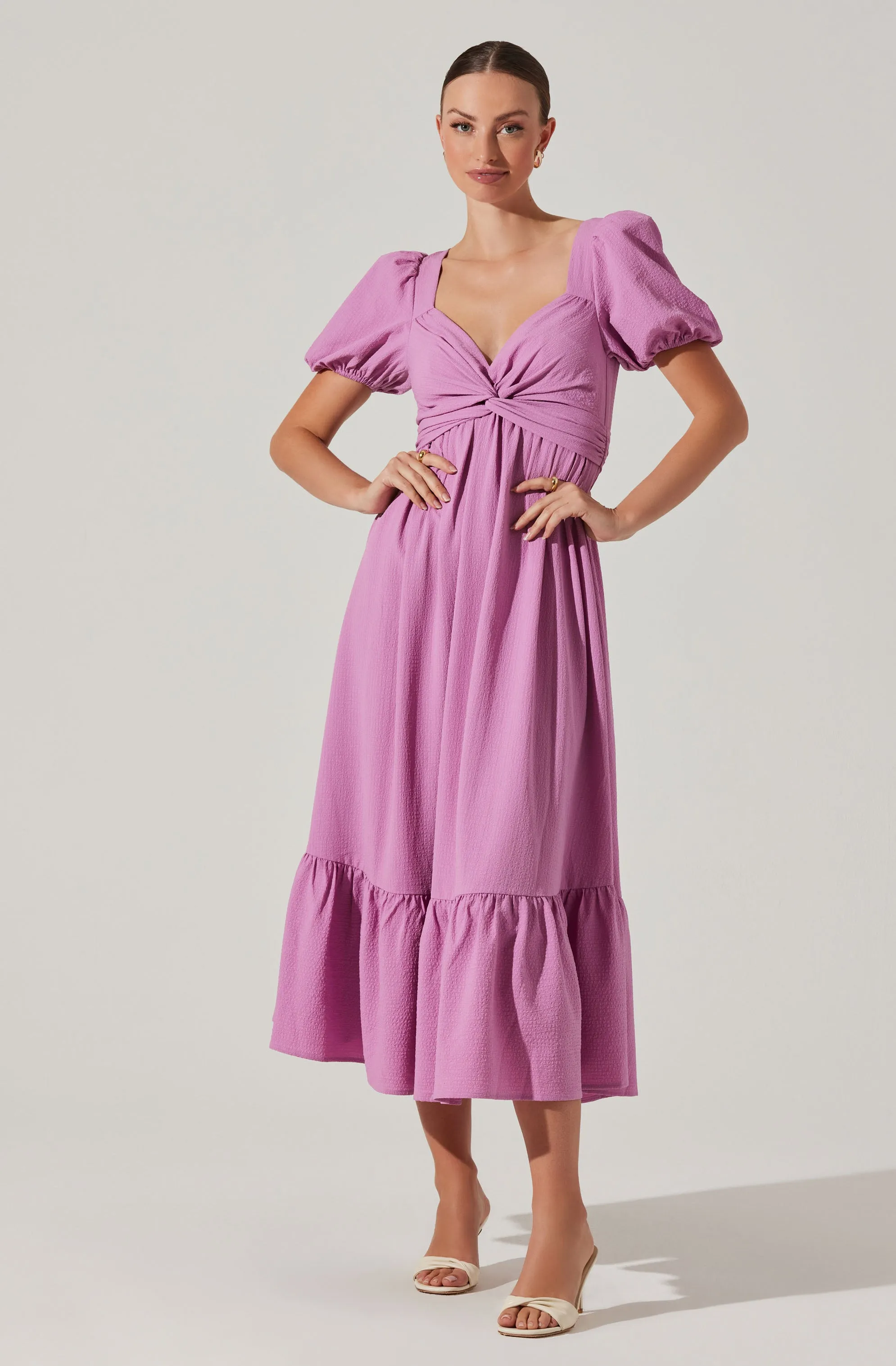 Twist Bust Tie Back Midi Dress sold by Astr