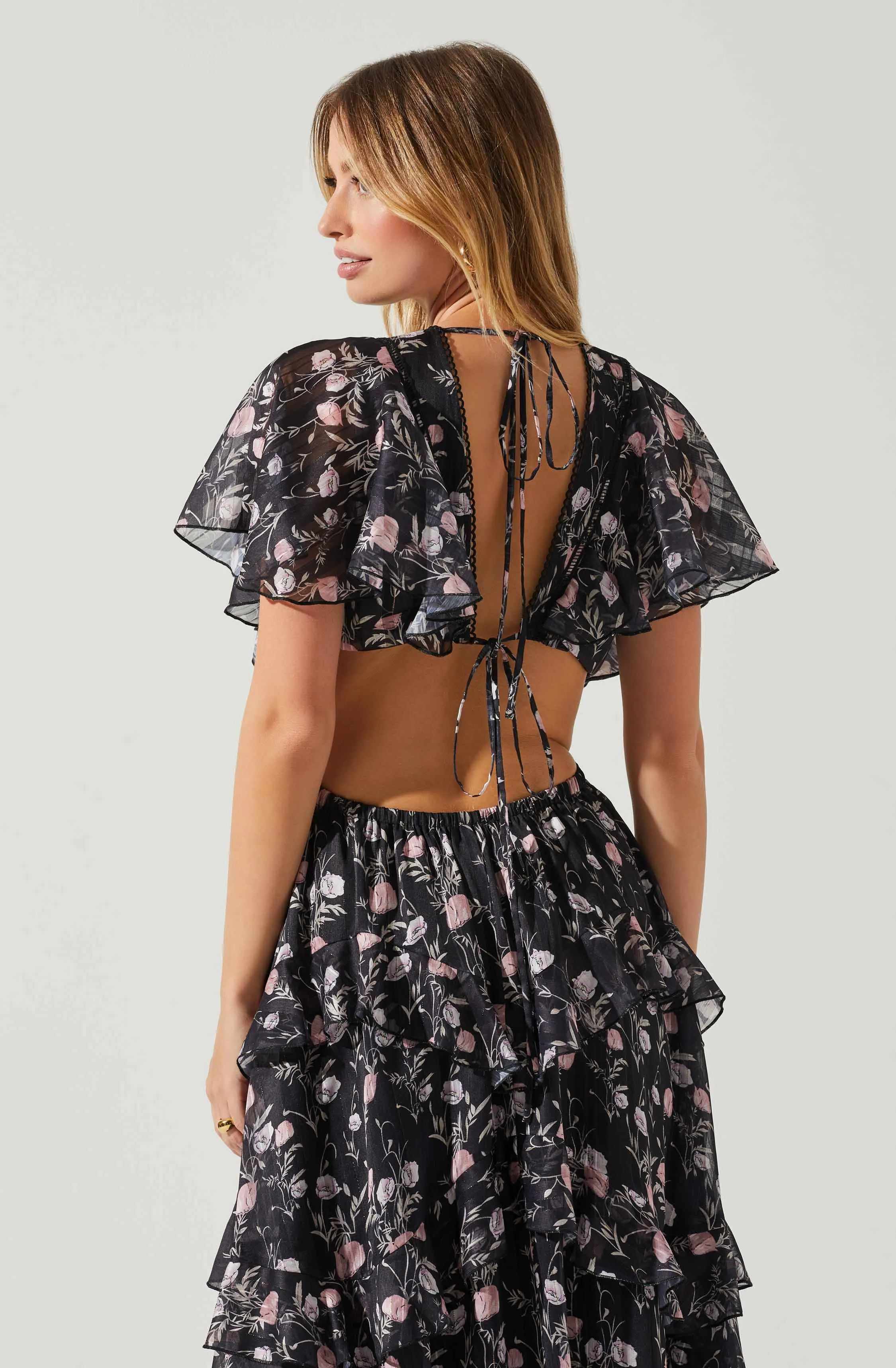 Lucy Flutter Sleeve Floral Cutout Maxi Dress sold by Astr product image thumbnail 5