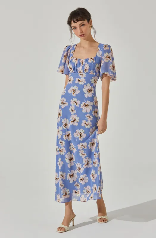 Tie Back Flutter Sleeve Midi Dress sold by Astr