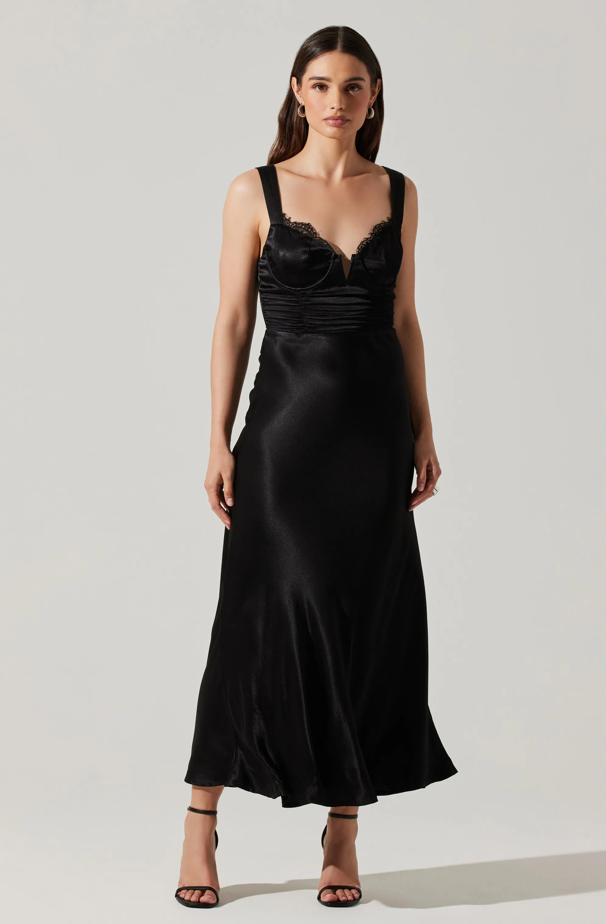 Aeris Satin Lace Trim Maxi Dress sold by Astr product image thumbnail 3
