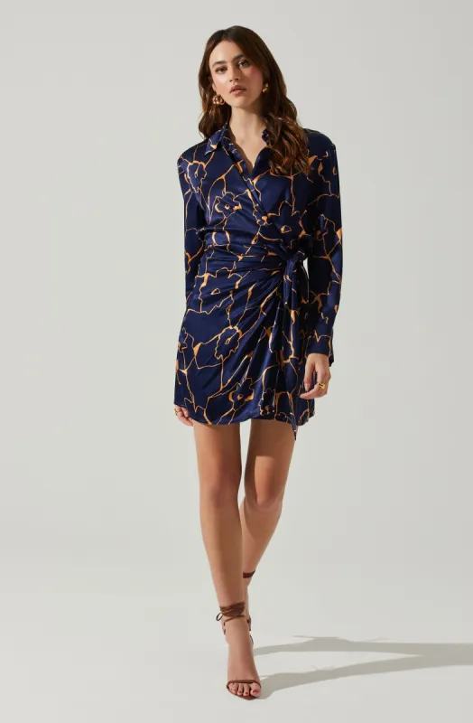 Brielle Satin Floral Mini Dress sold by Astr