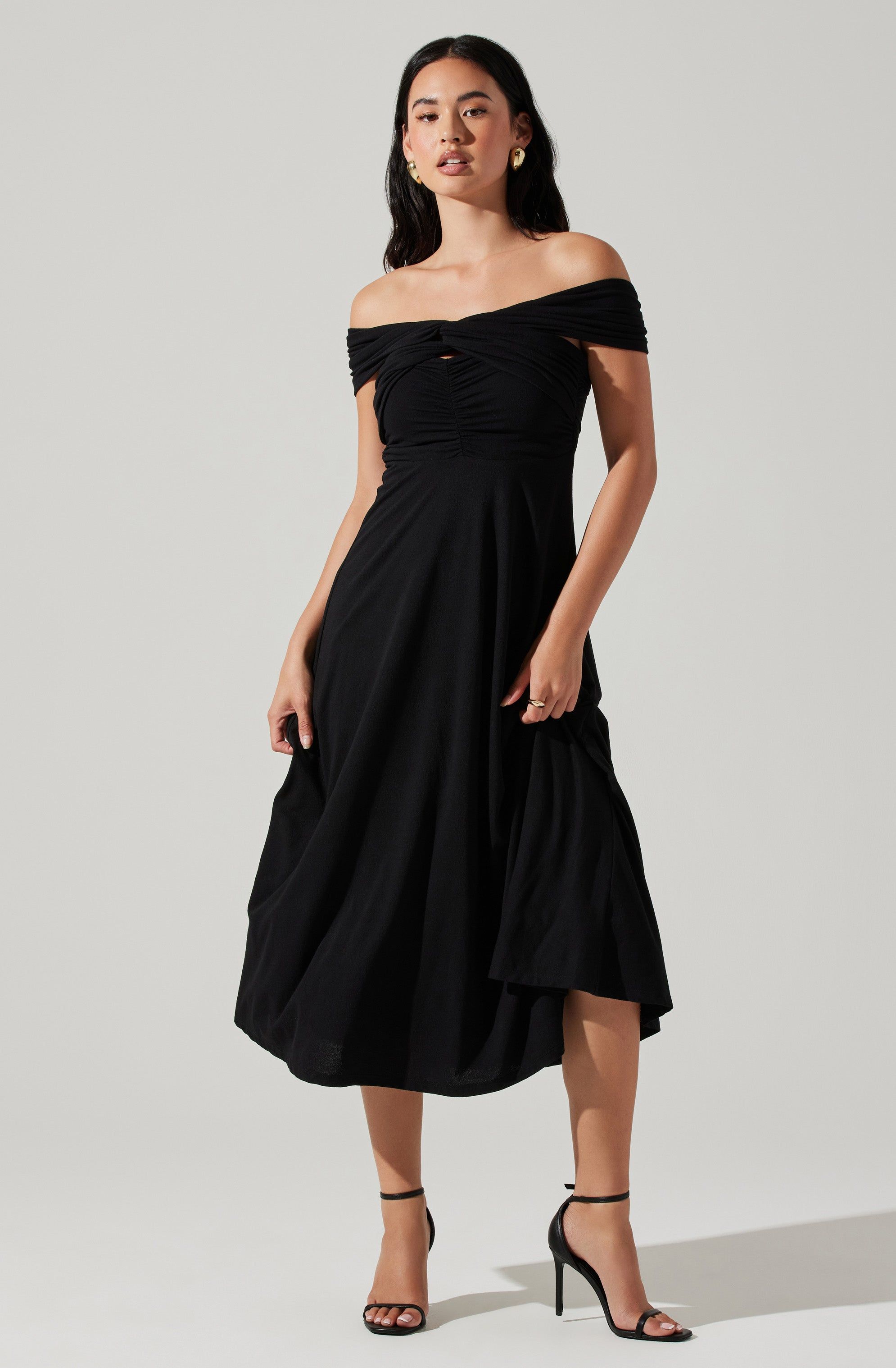 Balto Ruched Off Shoulder Cutout Midi Dress sold by Astr product image thumbnail 3