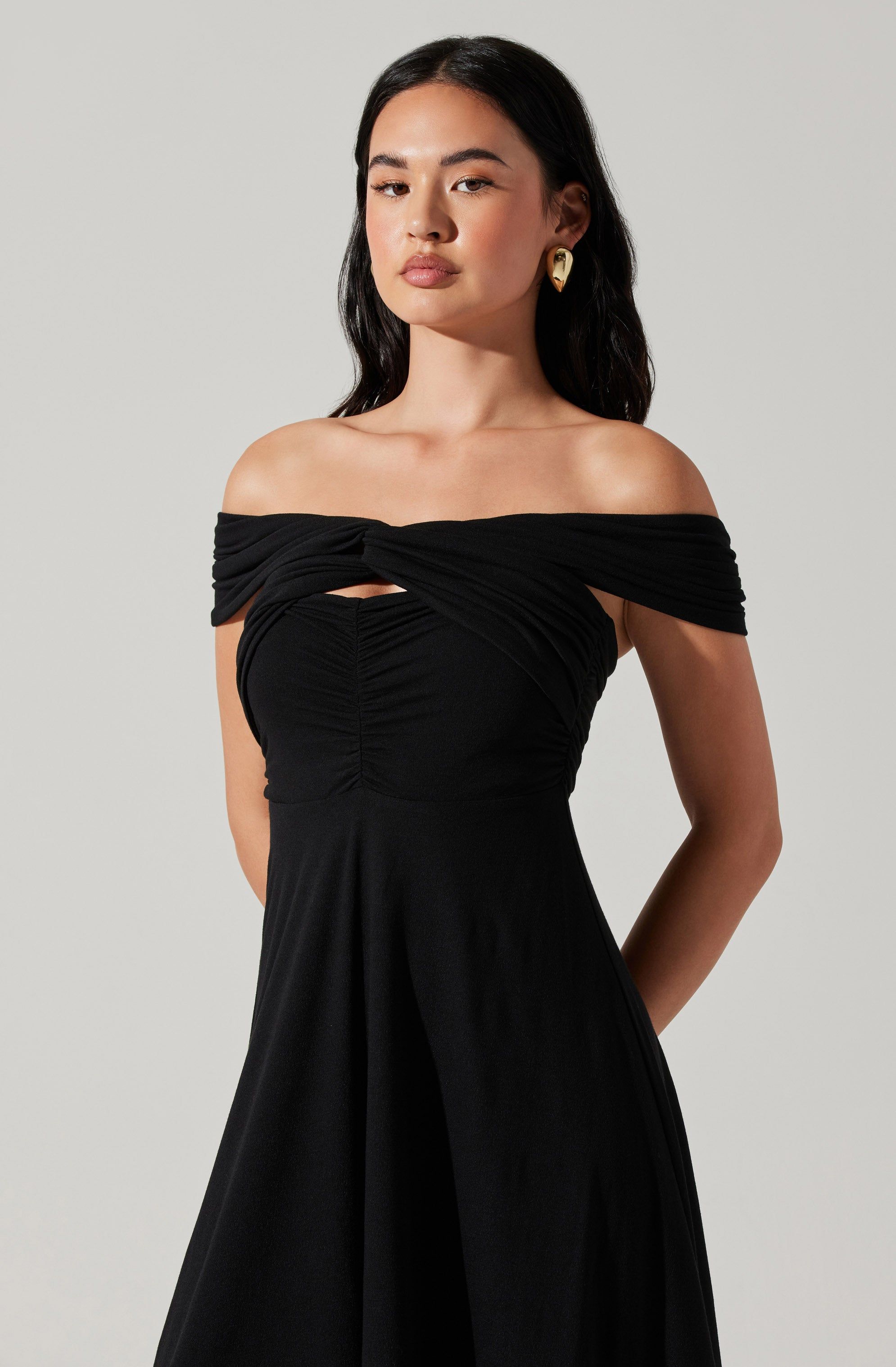 Balto Ruched Off Shoulder Cutout Midi Dress sold by Astr product image thumbnail 4