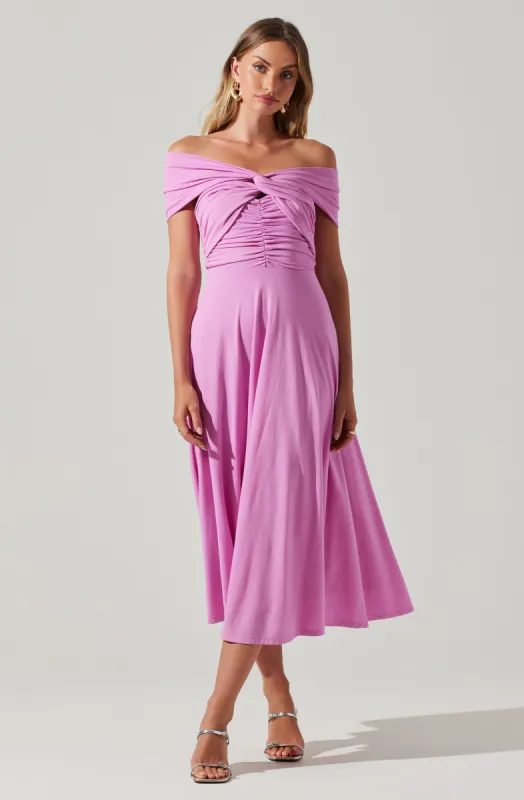 Balto Off Shoulder Midi Dress made by Astr