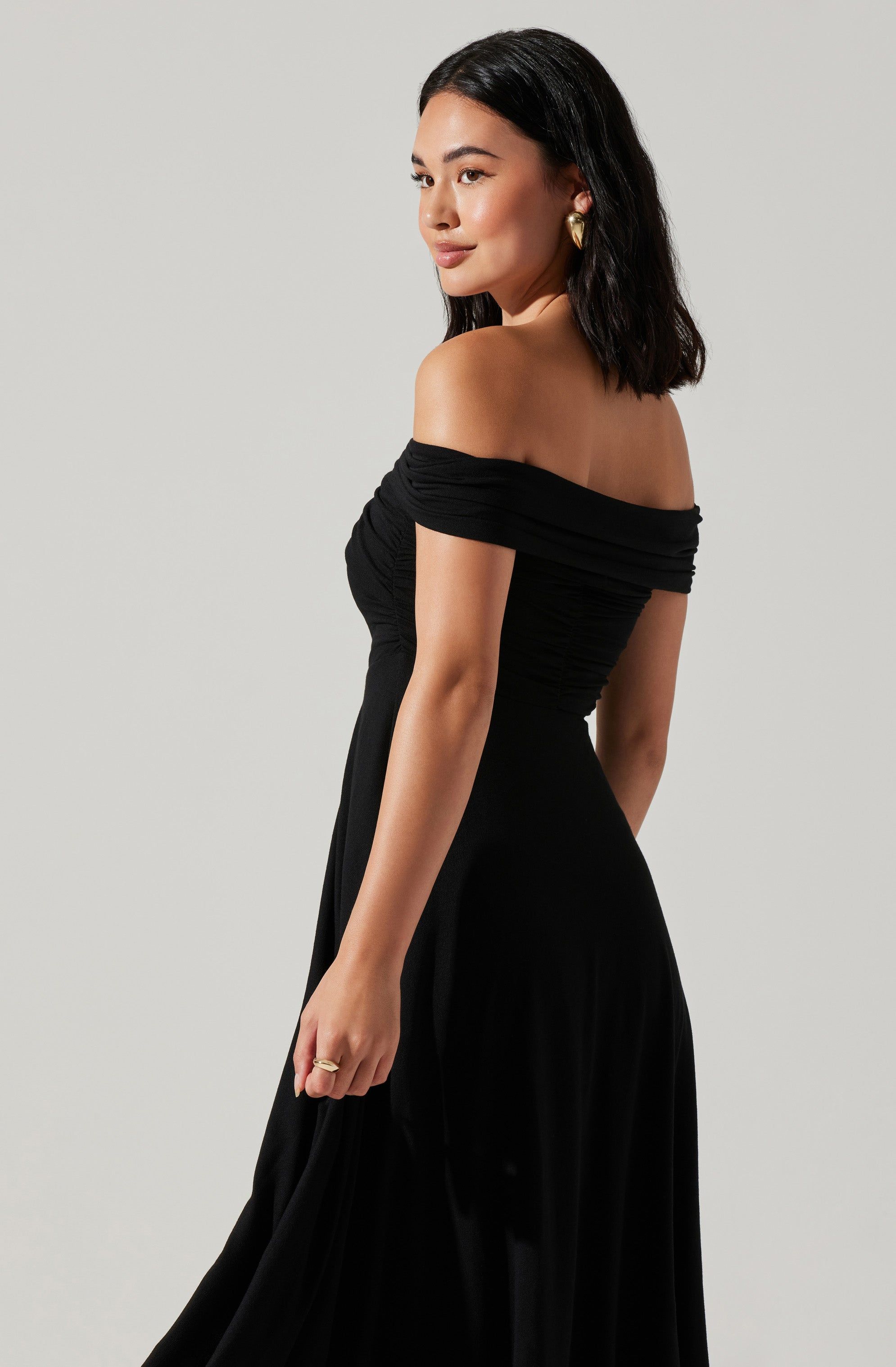 Balto Ruched Off Shoulder Cutout Midi Dress sold by Astr product image thumbnail 5