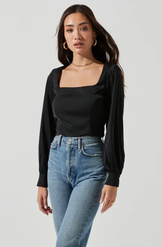 Long Sleeve Square Neck Top sold by Astr