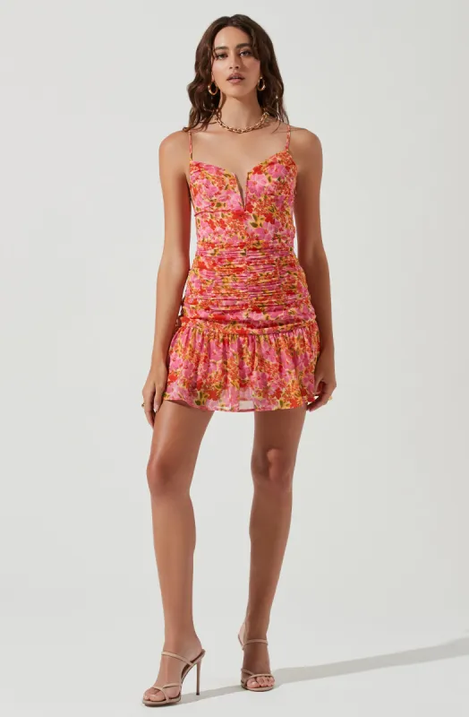 Meg Floral Ruched Mini Dress sold by Astr