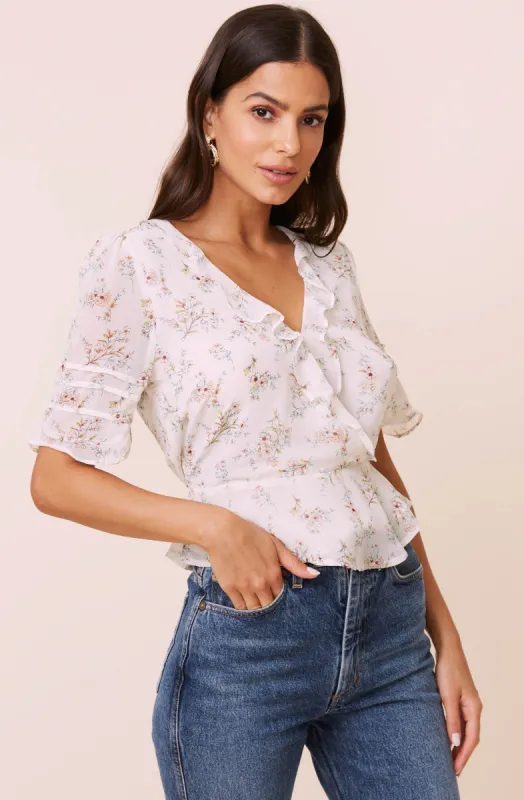 Wrap Front Ruffle Top sold by Astr