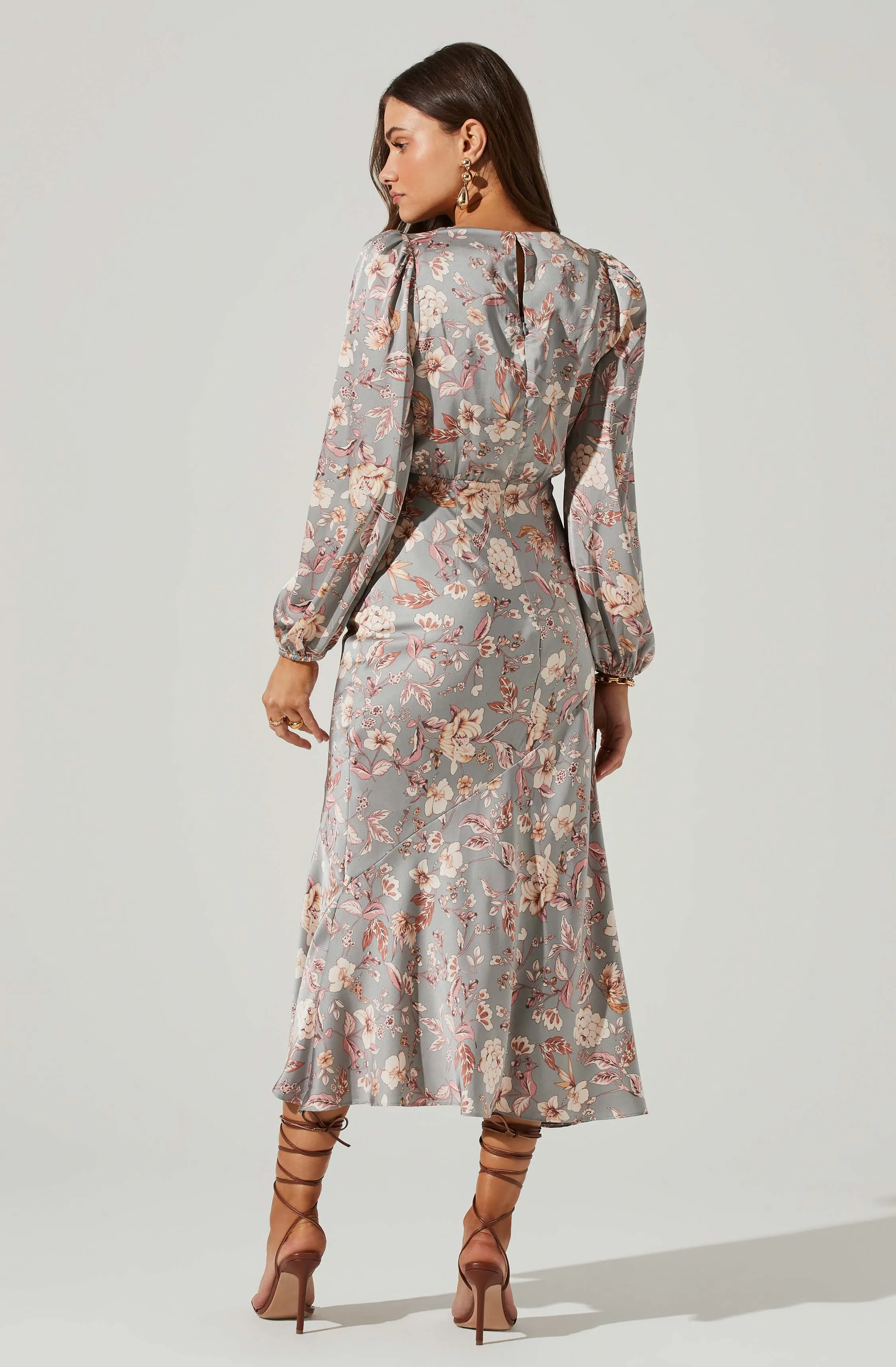 Floral Deep V Long Sleeve Maxi Dress sold by Astr product image thumbnail 5