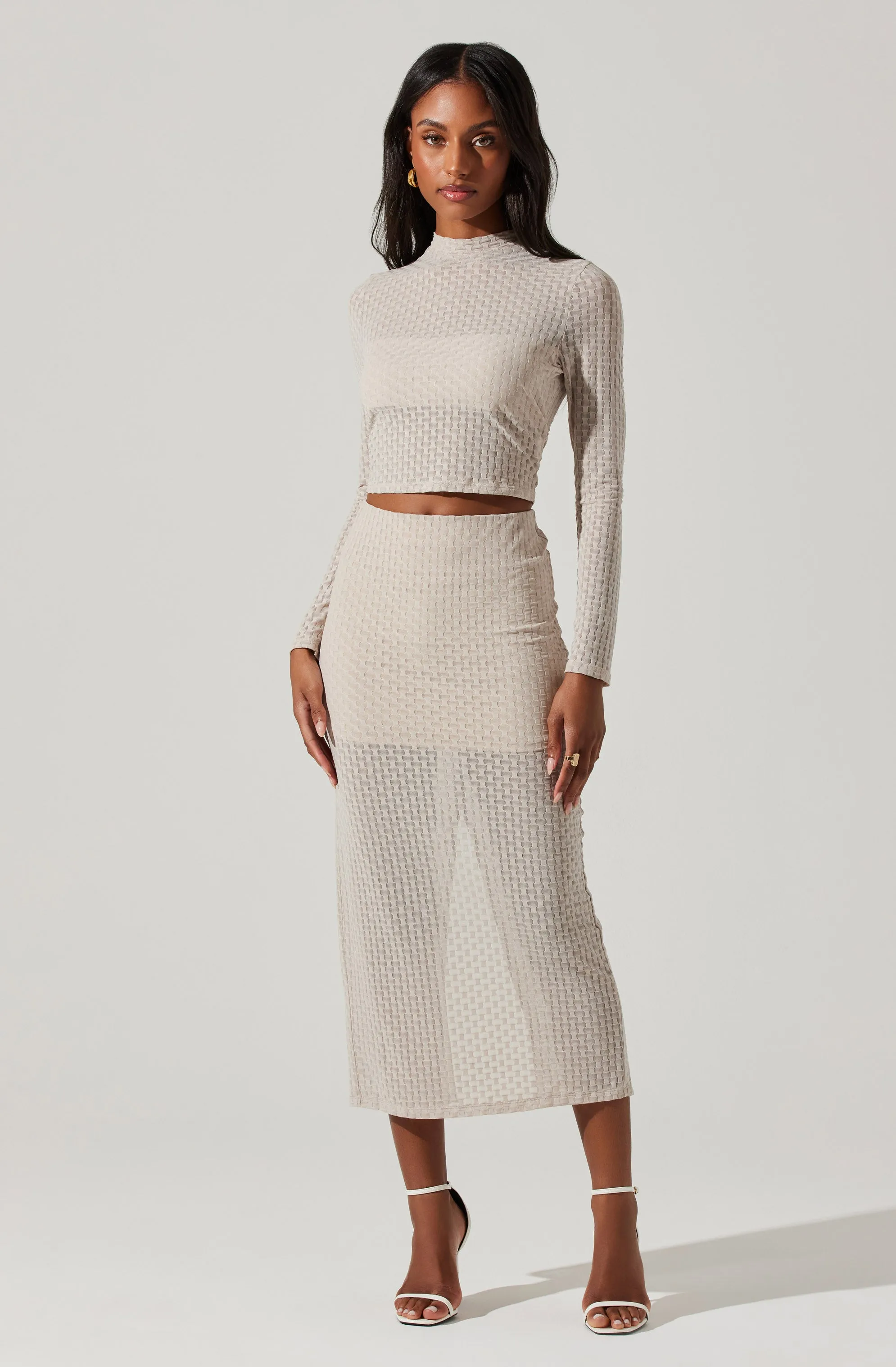 Indah Semi Sheer Mock Neck Long Sleeve Top sold by Astr product image thumbnail 2