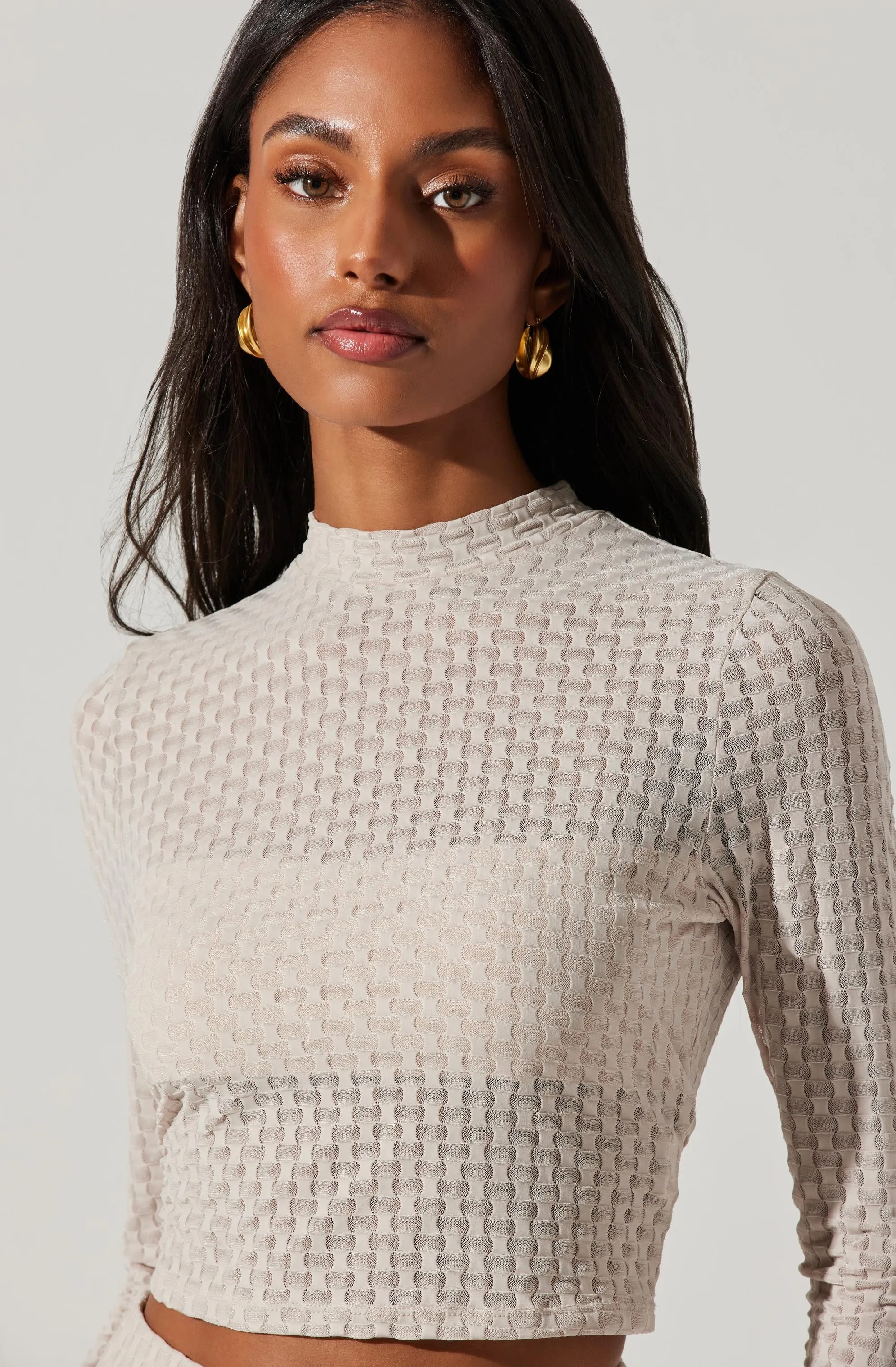 Indah Semi Sheer Mock Neck Long Sleeve Top sold by Astr product image thumbnail 3