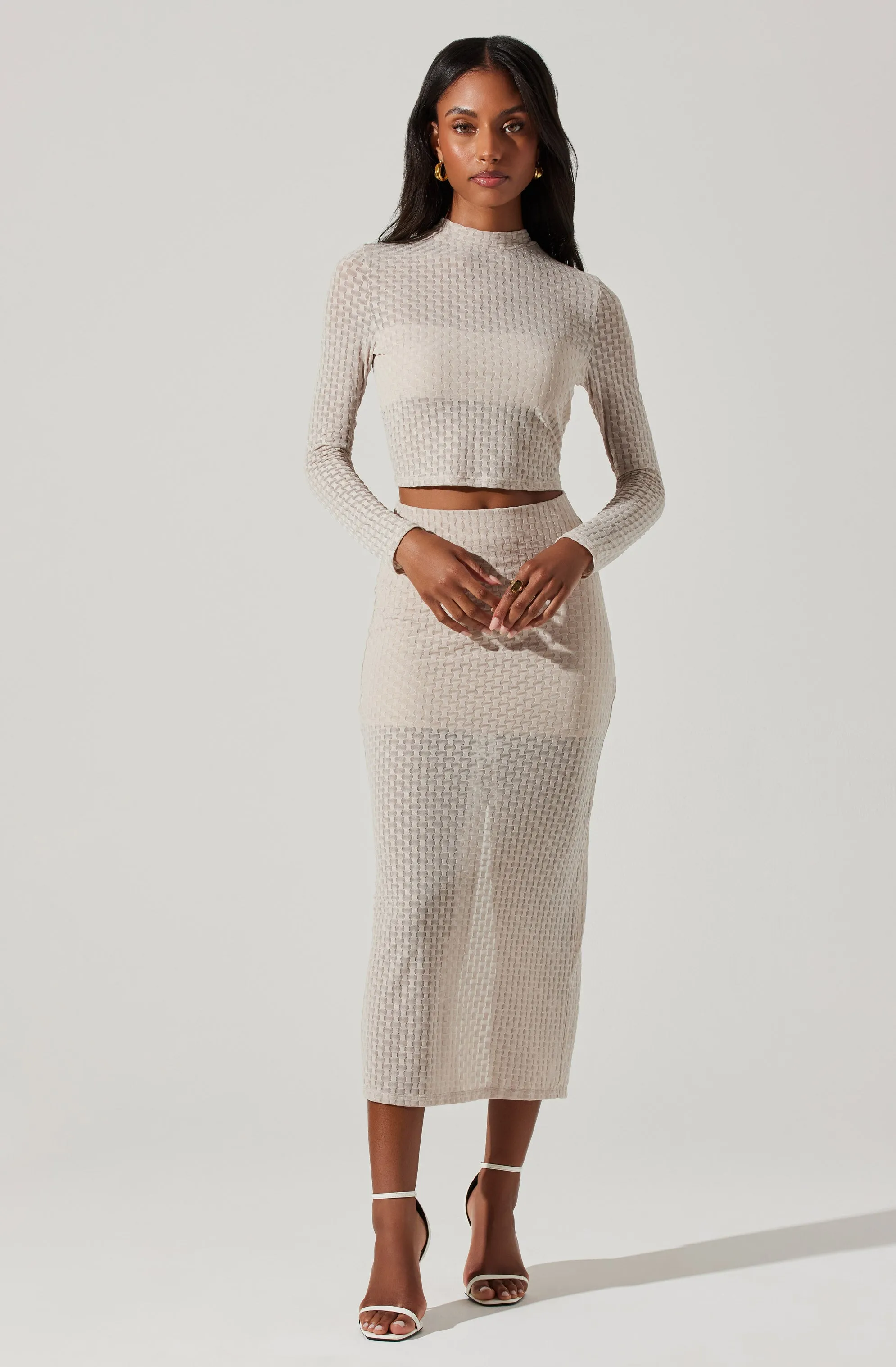 Indah Semi Sheer Mock Neck Long Sleeve Top sold by Astr product image thumbnail 4