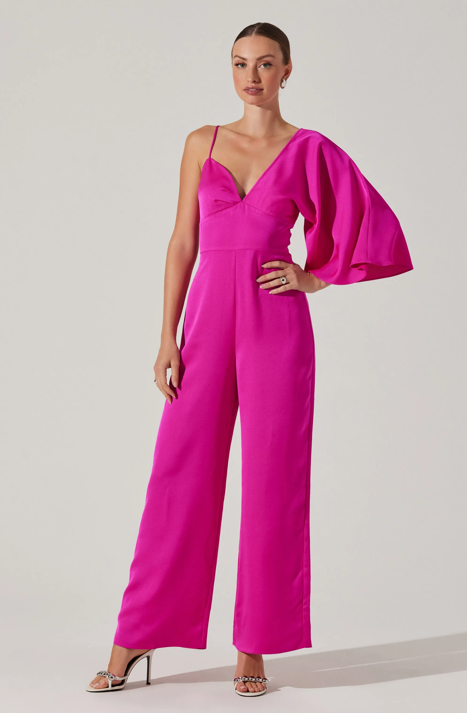 One Shoulder Satin Jumpsuit sold by Astr product image thumbnail 3