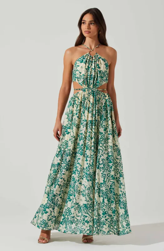 Sivana Halter Neck Floral Maxi Dress sold by Astr